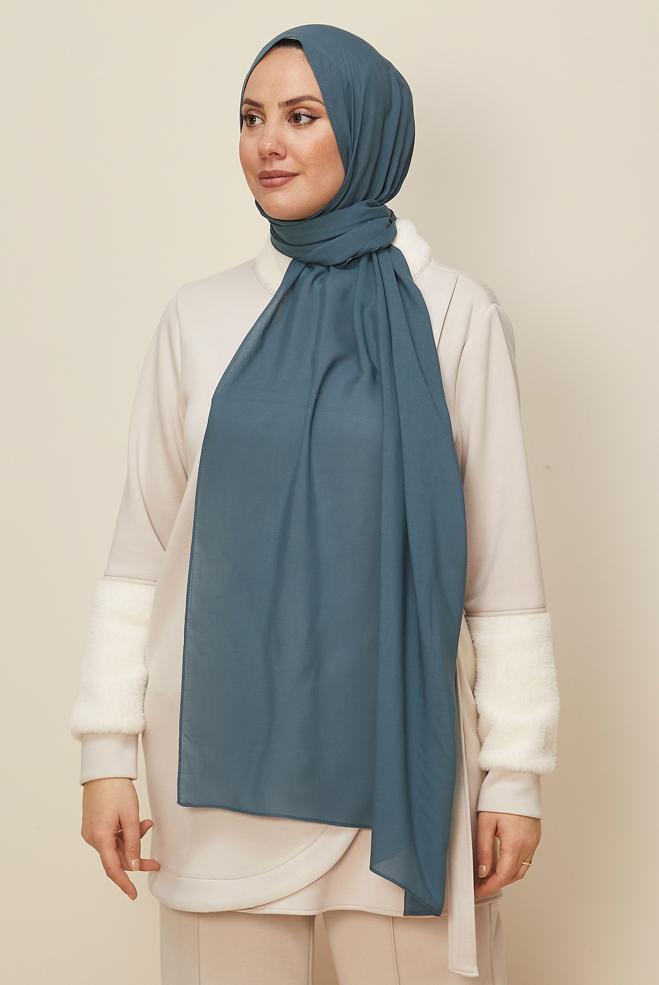 Hijab clothing NAVY BLUE 8615 ALVİNA ORGANİK VİSKON ŞAL(NRL) - ALVİNA
