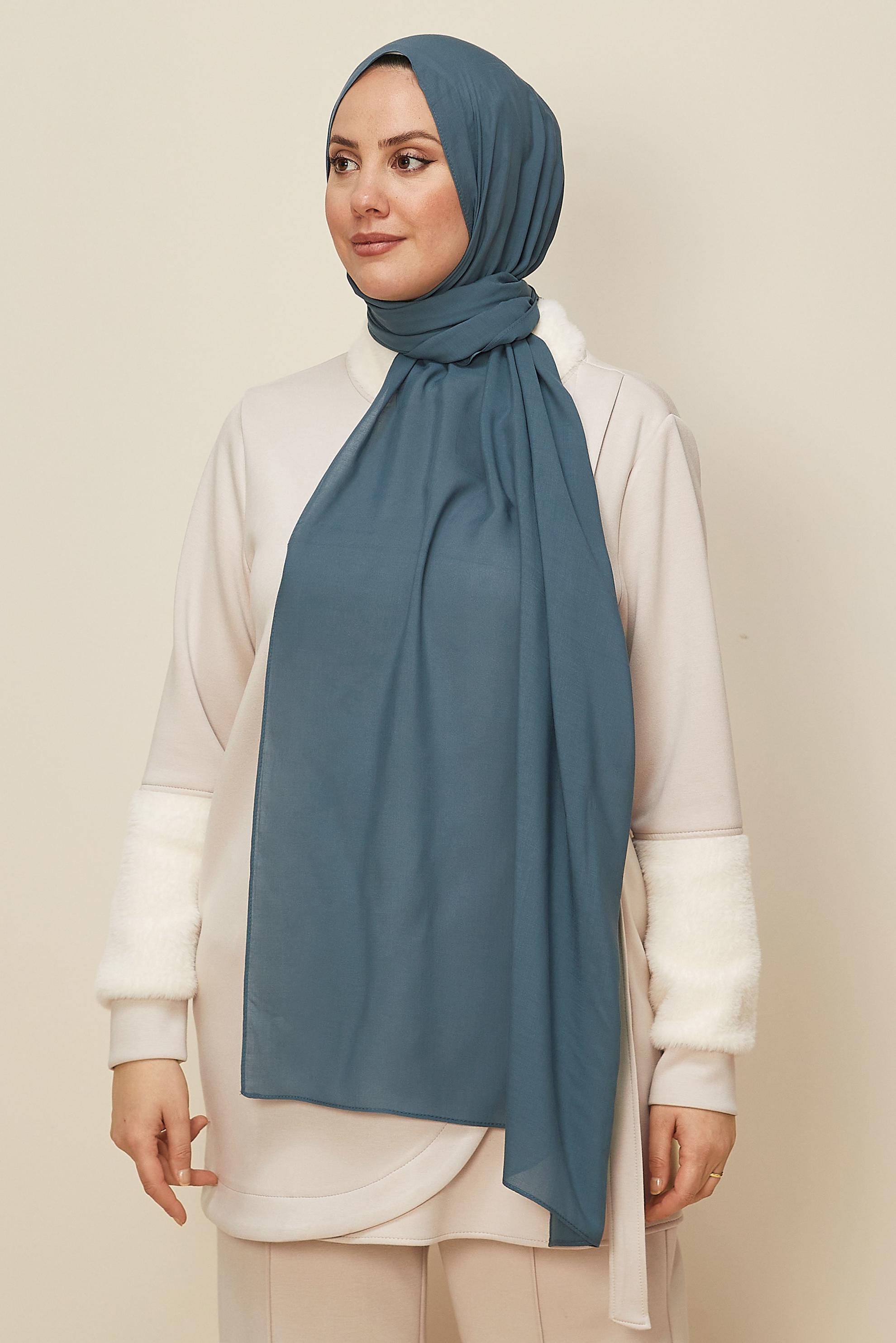Hijab clothing NAVY BLUE 8615 ALVİNA ORGANİK VİSKON ŞAL(NRL)