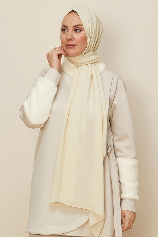 Vêtements hijab BEIGE CHÂLE ORGANIC ALVINA 8615 - ALVİNA