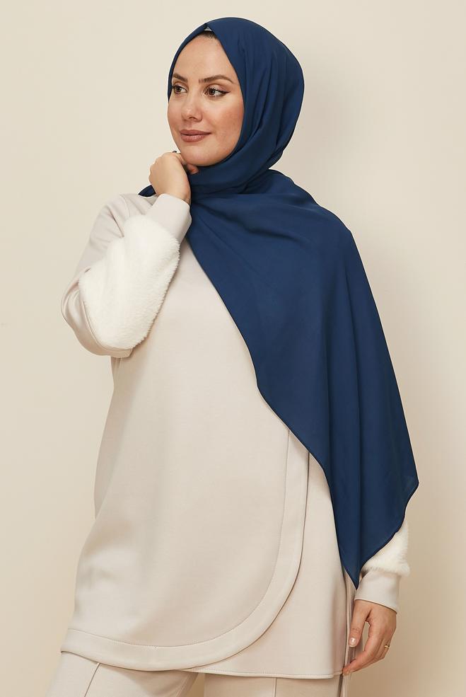 Hijab clothing NAVY BLUE 8615 ALVİNA ORGANİK VİSKON ŞAL(NRL) - ALVİNA