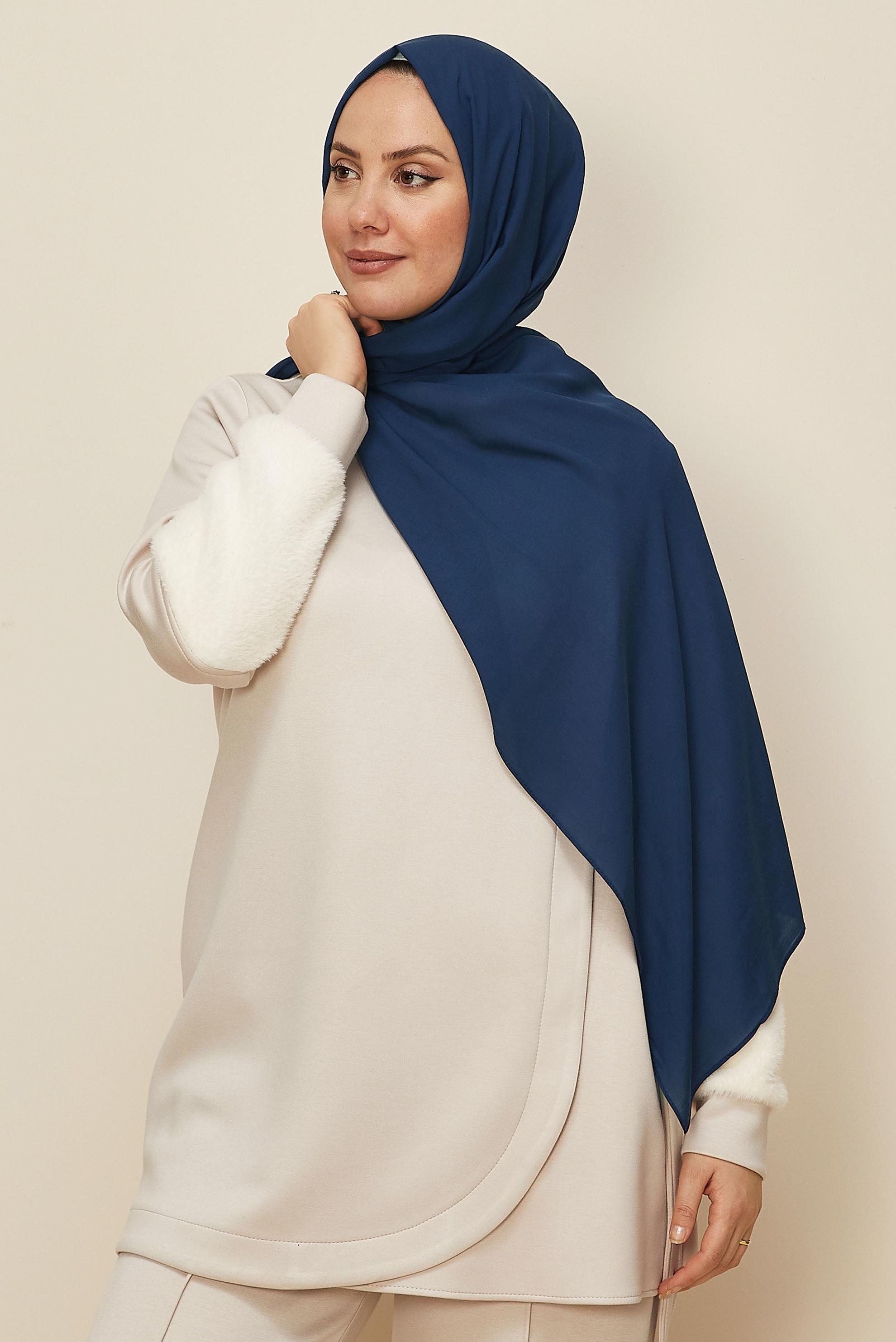 Hijab clothing NAVY BLUE 8615 ALVİNA ORGANİK VİSKON ŞAL(NRL)