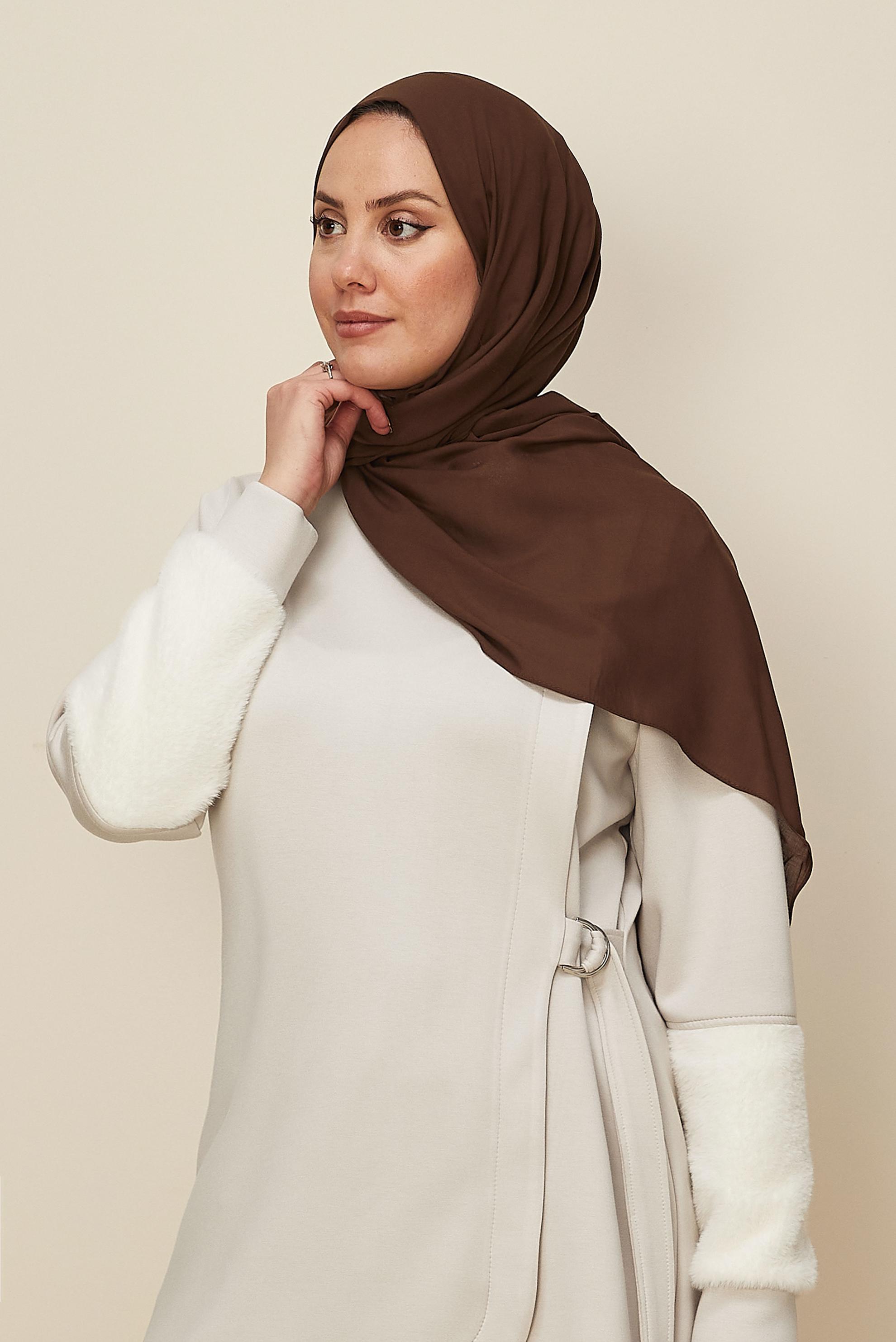 Hijab clothing BROWN 8615 ALVİNA ORGANİK VİSKON ŞAL(NRL)