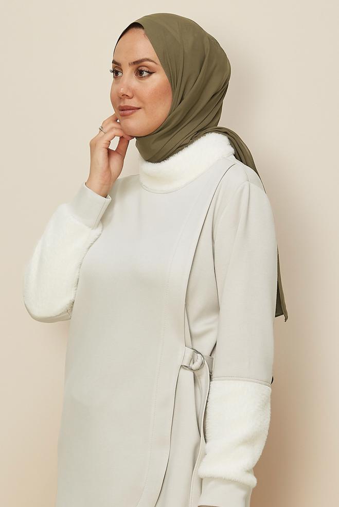 Vêtements hijab VERT CHÂLE ORGANIC ALVINA 8615 - ALVİNA