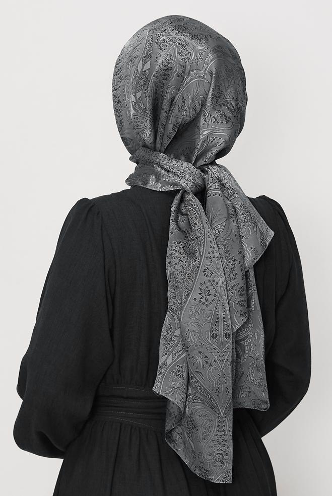 Vêtements hijab GRIS CHÂLE SOYEUX ALVINA 8624 - ALVİNA