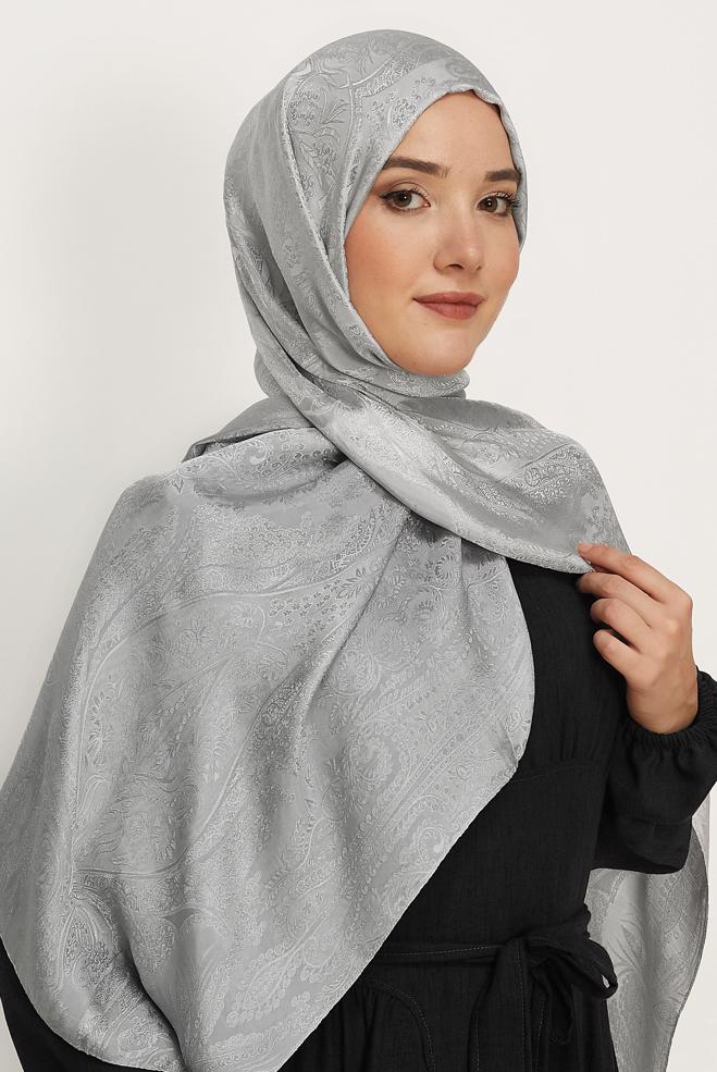 Vêtements hijab ARGENT CHÂLE SOYEUX ALVINA 8624 - ALVİNA