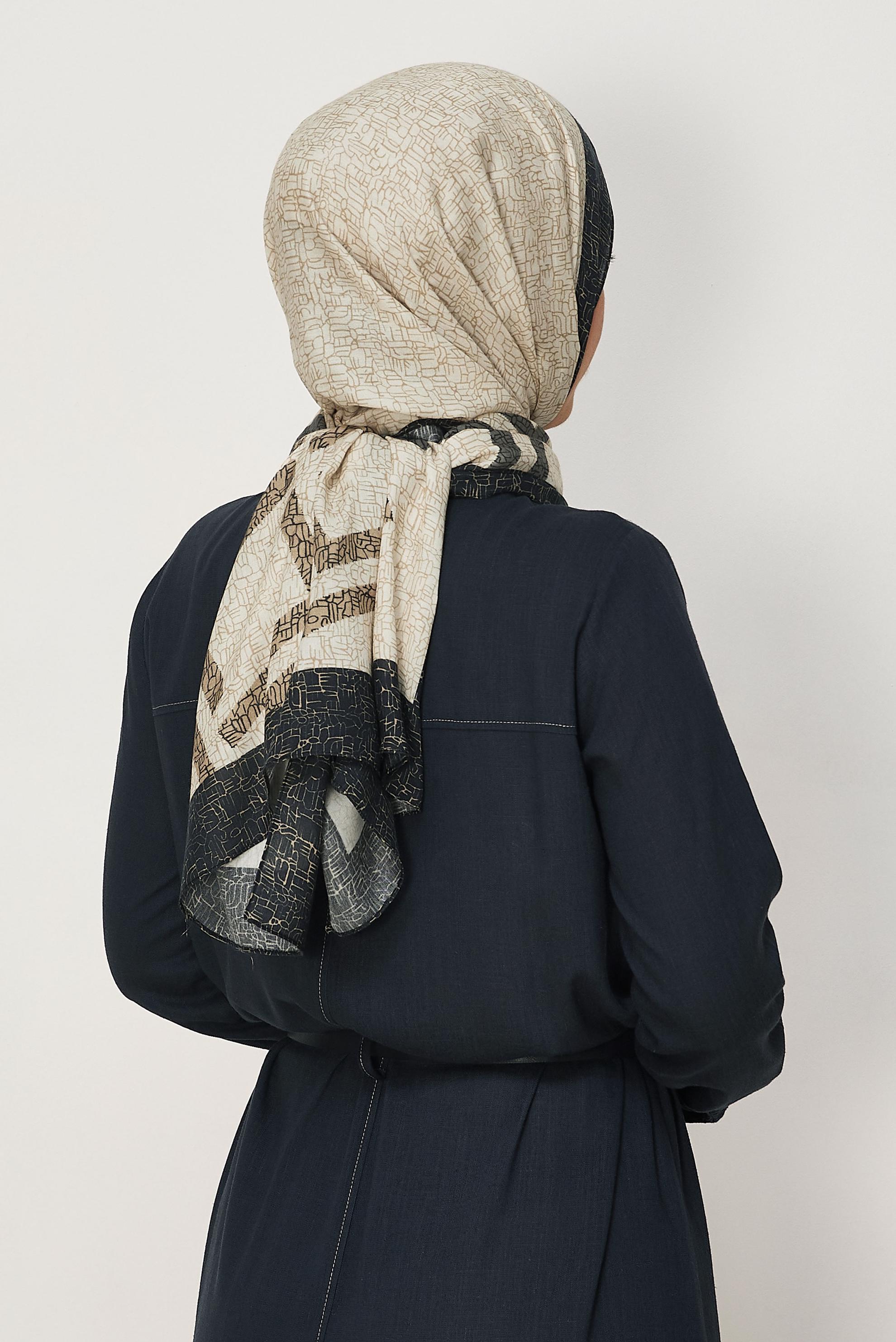 Vêtements hijab BEIGE CHÂLE ALVINA EN VISCOSE À MOTIFS 8628