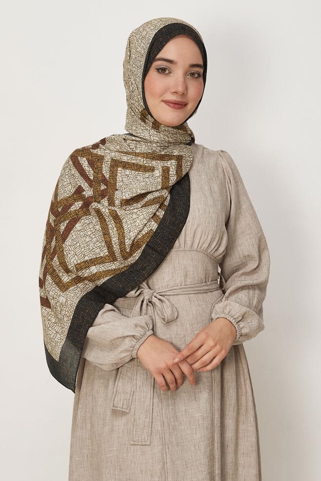 Vêtements hijab TABA CHÂLE ALVINA EN VISCOSE À MOTIFS 8628 - ALVİNA