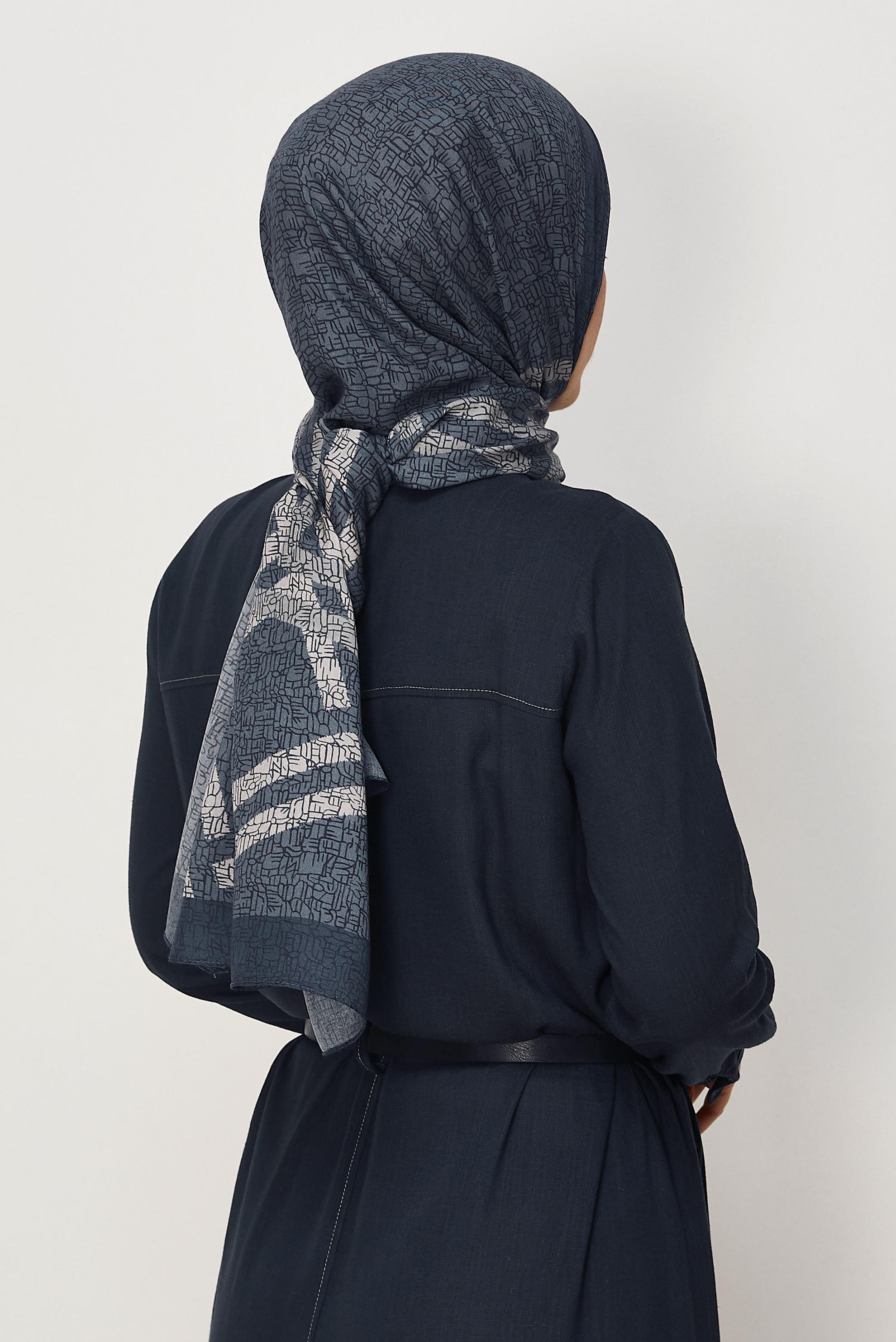 Vêtements hijab BLEU MARINE CHÂLE ALVINA EN VISCOSE À MOTIFS 8628