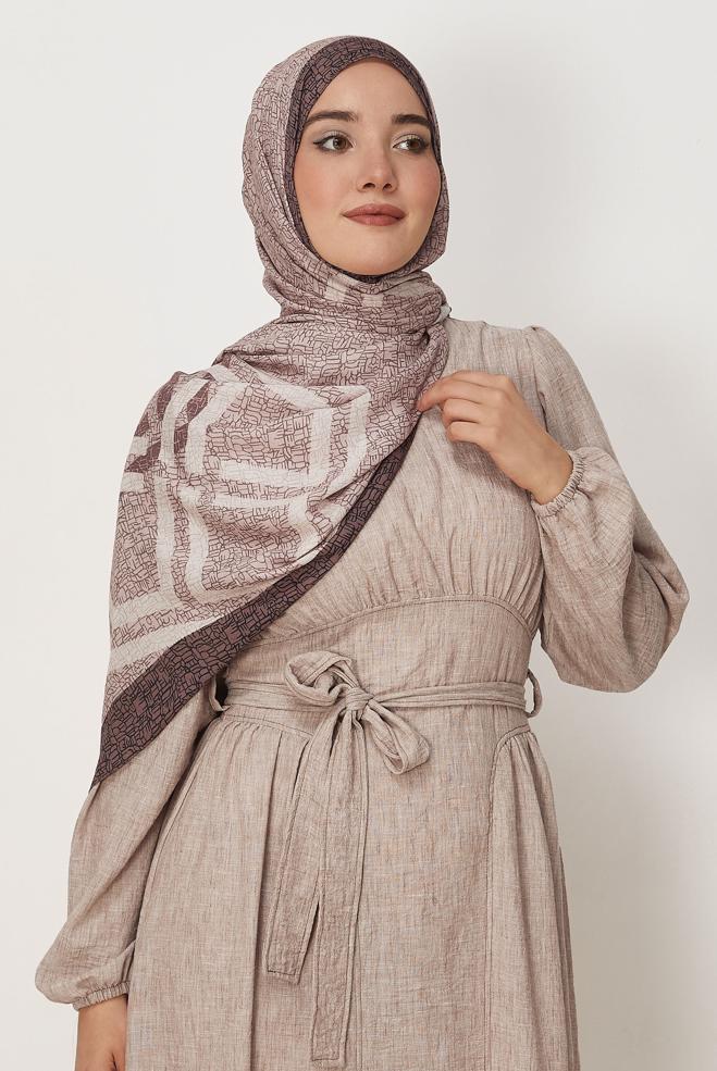 Vêtements hijab ROSE CHÂLE ALVINA EN VISCOSE À MOTIFS 8628 - ALVİNA