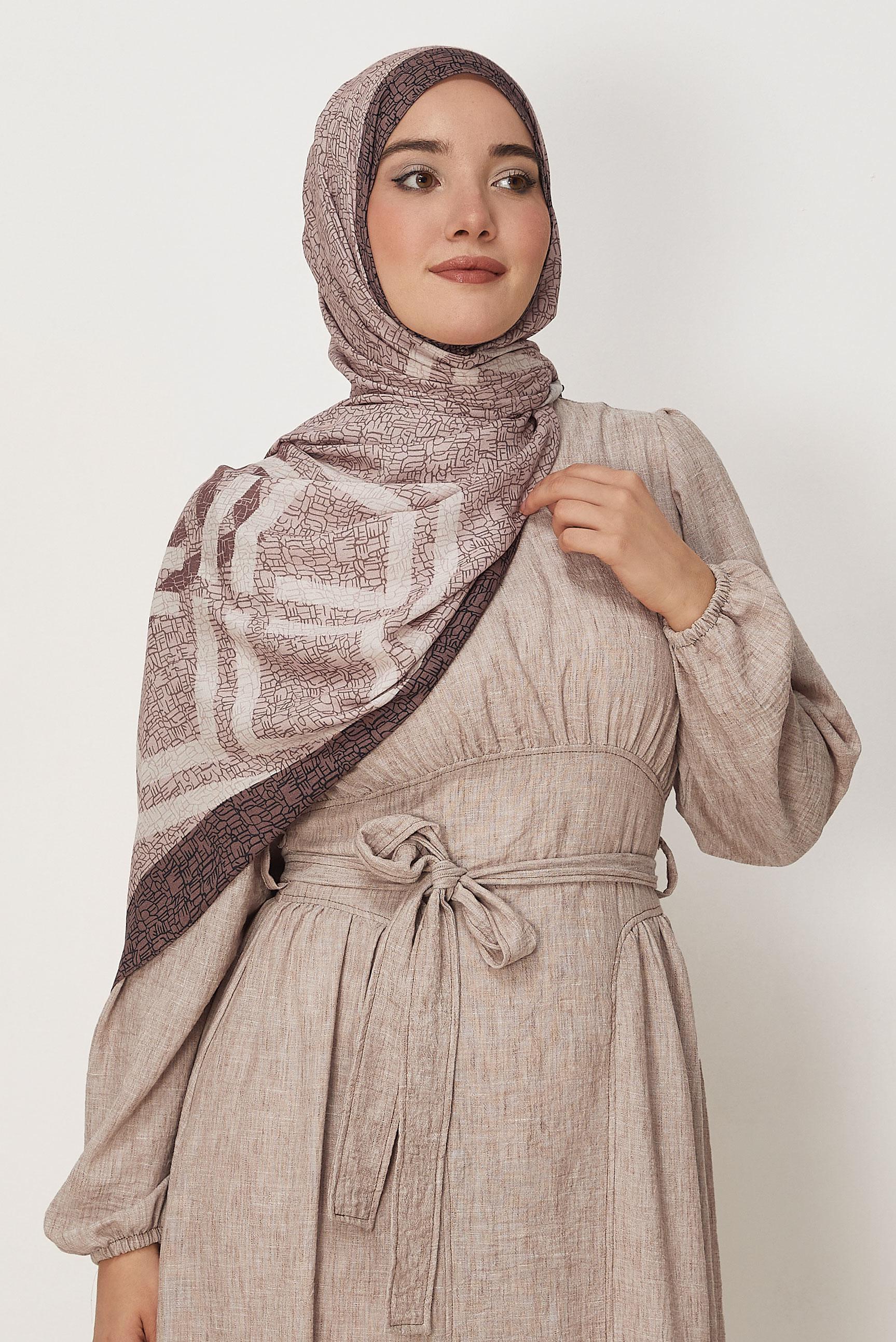 Vêtements hijab ROSE CHÂLE ALVINA EN VISCOSE À MOTIFS 8628