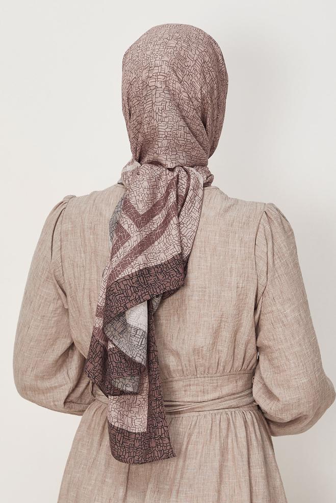 Vêtements hijab ROSE CHÂLE ALVINA EN VISCOSE À MOTIFS 8628 - ALVİNA