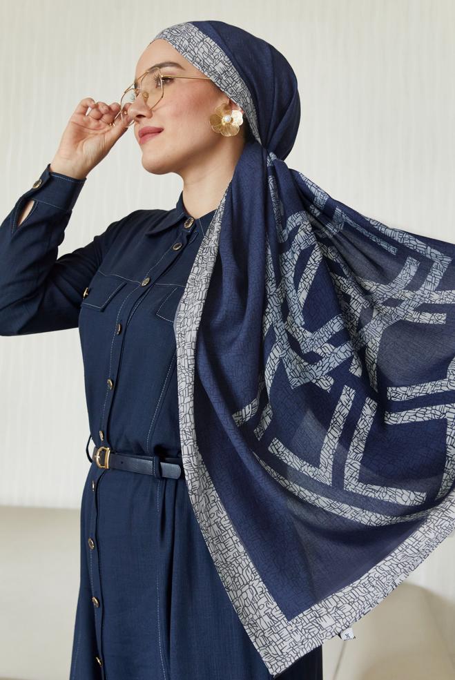 Hijab clothing BEIGE 8628 ALVİNA FLOR VİSKON ŞAL(AKL) - ALVİNA