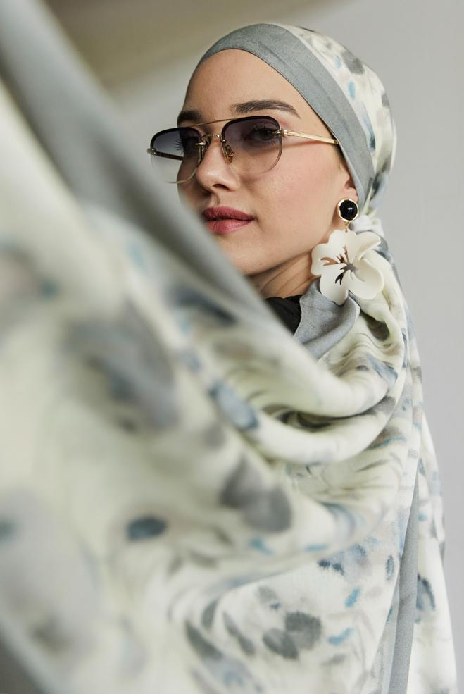 Hijab clothing GREY ALVINA PATTERNED VISCOSE SHAWL 8629 - ALVİNA
