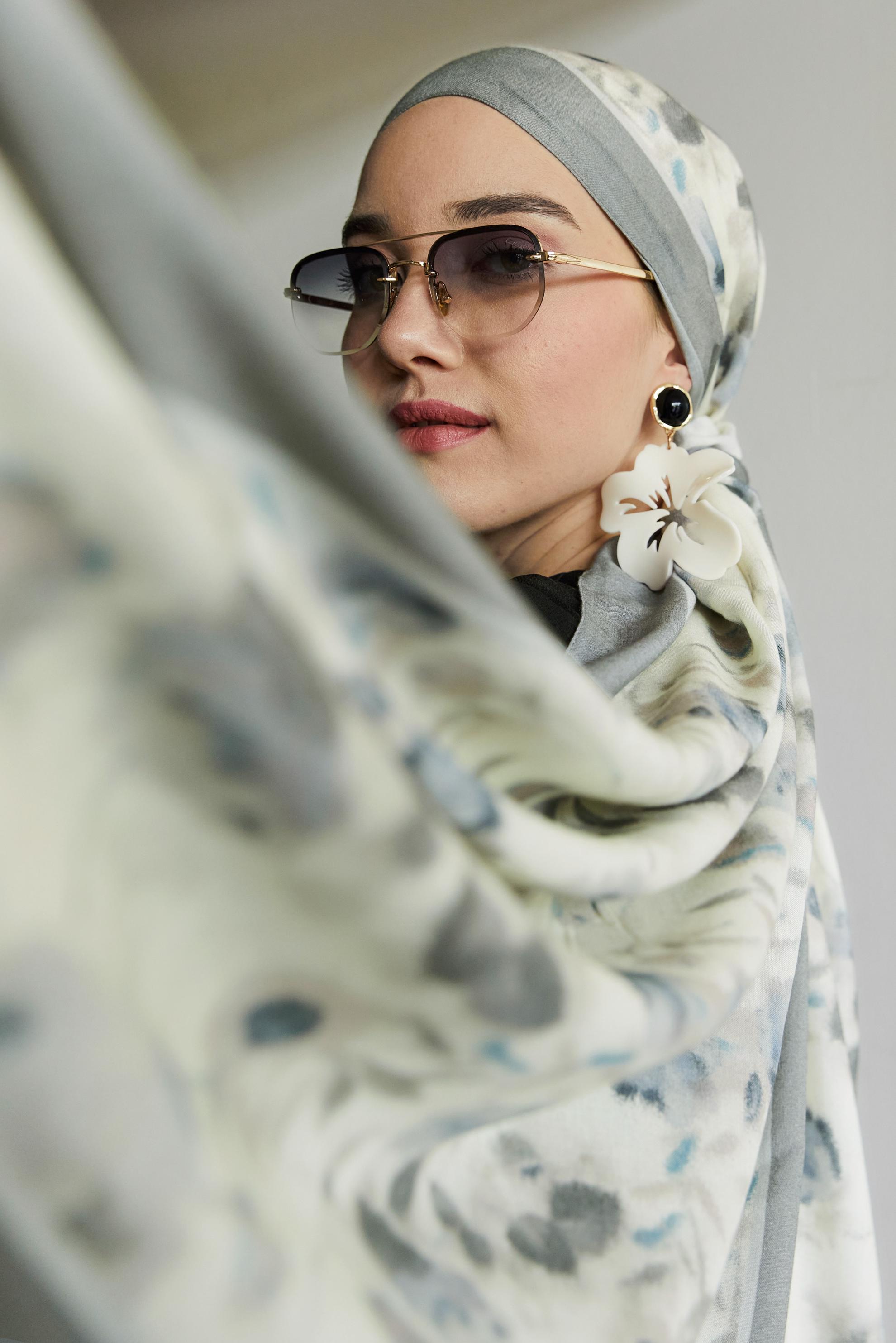 Hijab clothing GREY ALVINA PATTERNED VISCOSE SHAWL 8629