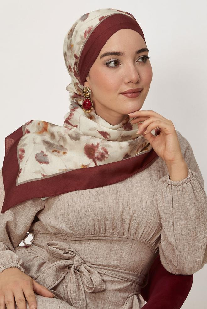 Hijab clothing BEIGE ALVINA PATTERNED VISCOSE SHAWL 8629 - ALVİNA