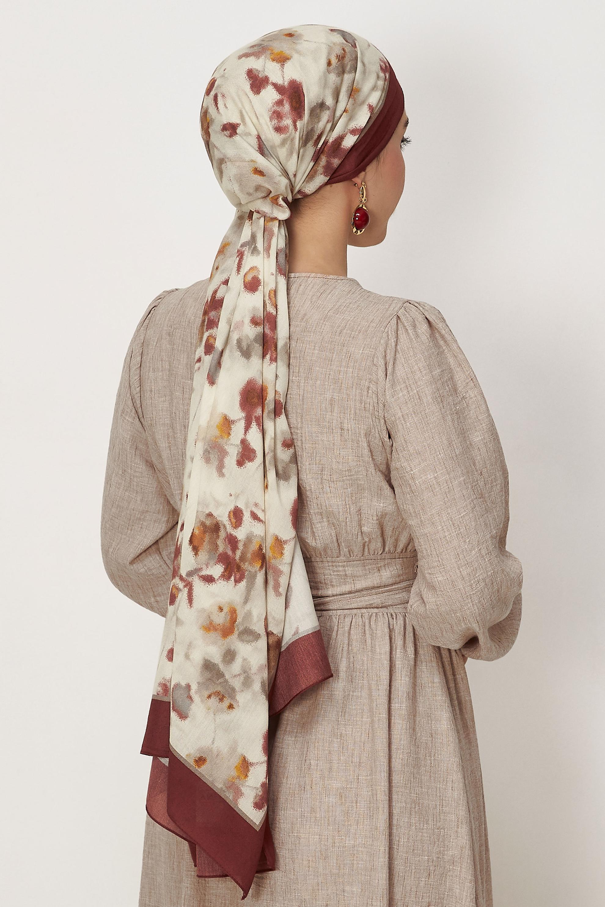 Hijab clothing BEIGE ALVINA PATTERNED VISCOSE SHAWL 8629