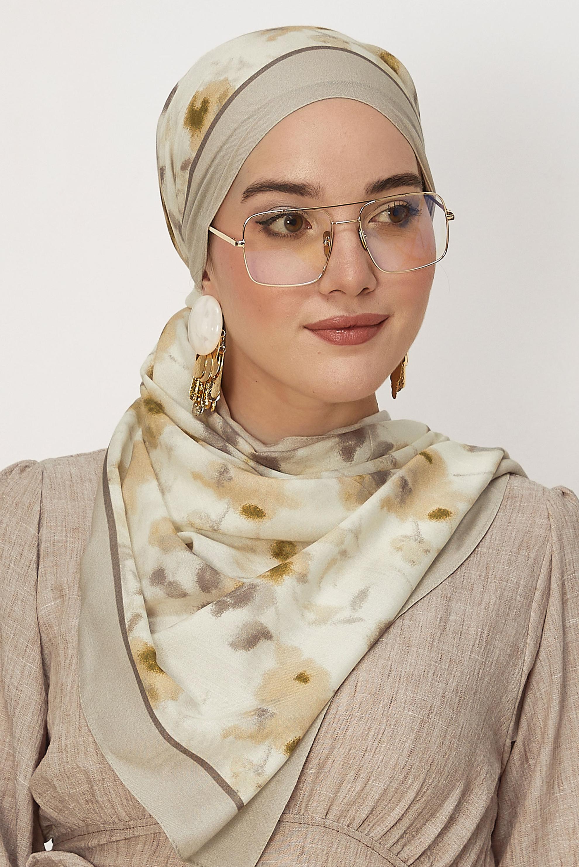 Hijab clothing BEIGE ALVINA PATTERNED VISCOSE SHAWL 8629