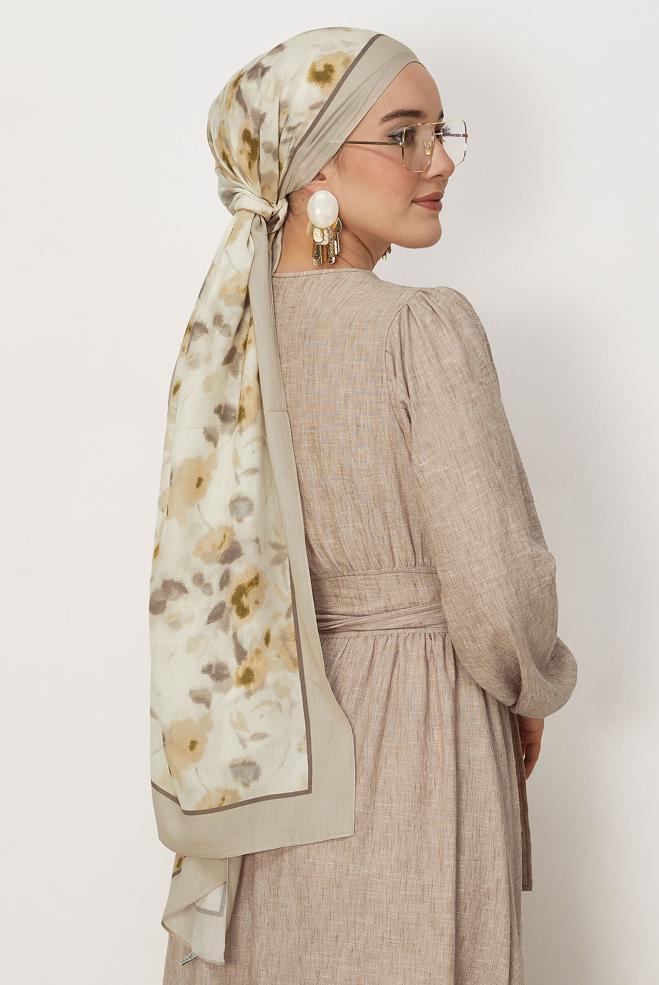 Hijab clothing BEIGE ALVINA PATTERNED VISCOSE SHAWL 8629 - ALVİNA