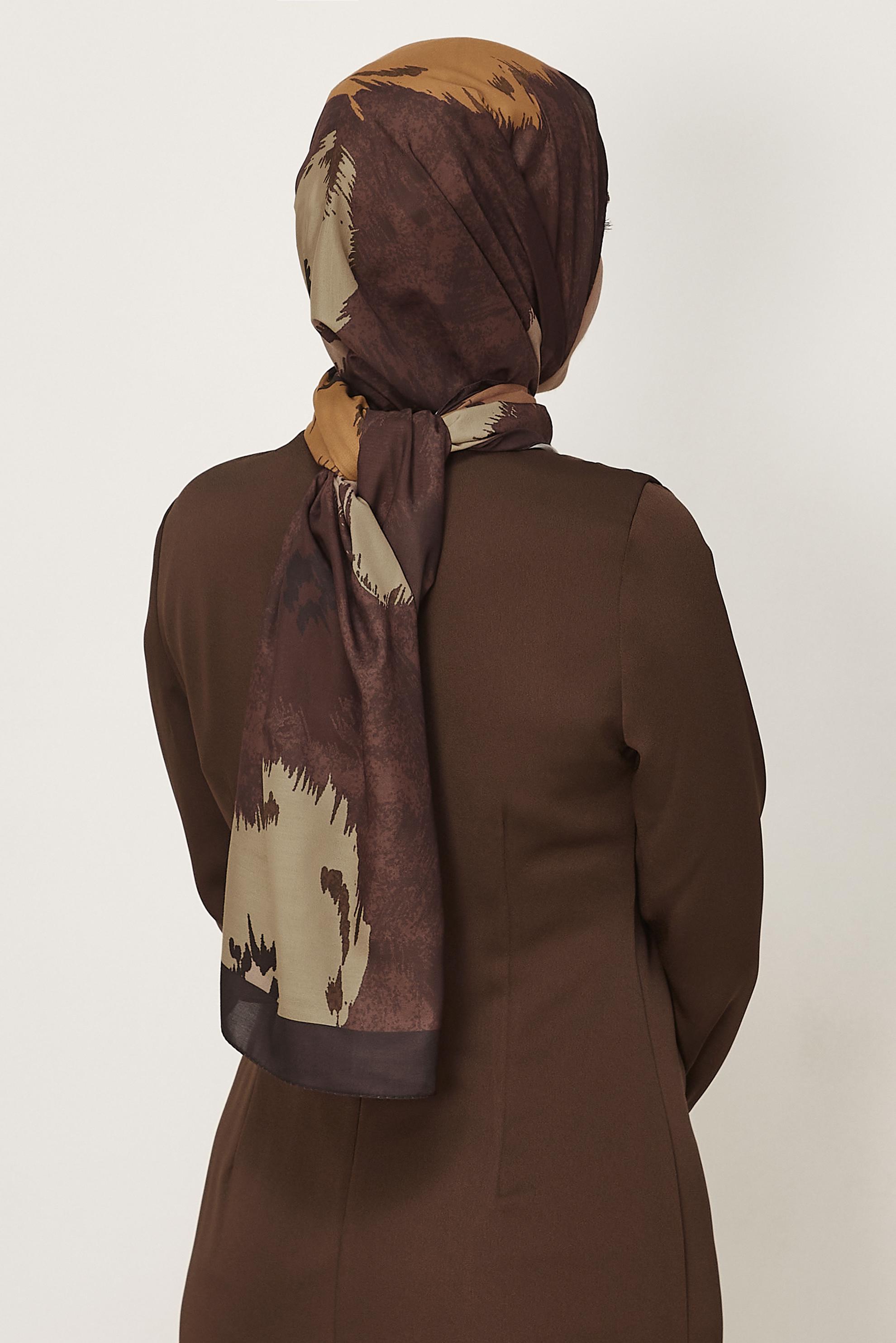 Hijab clothing BROWN ALVINA FLOWER PATTERNED SHAWL 8632