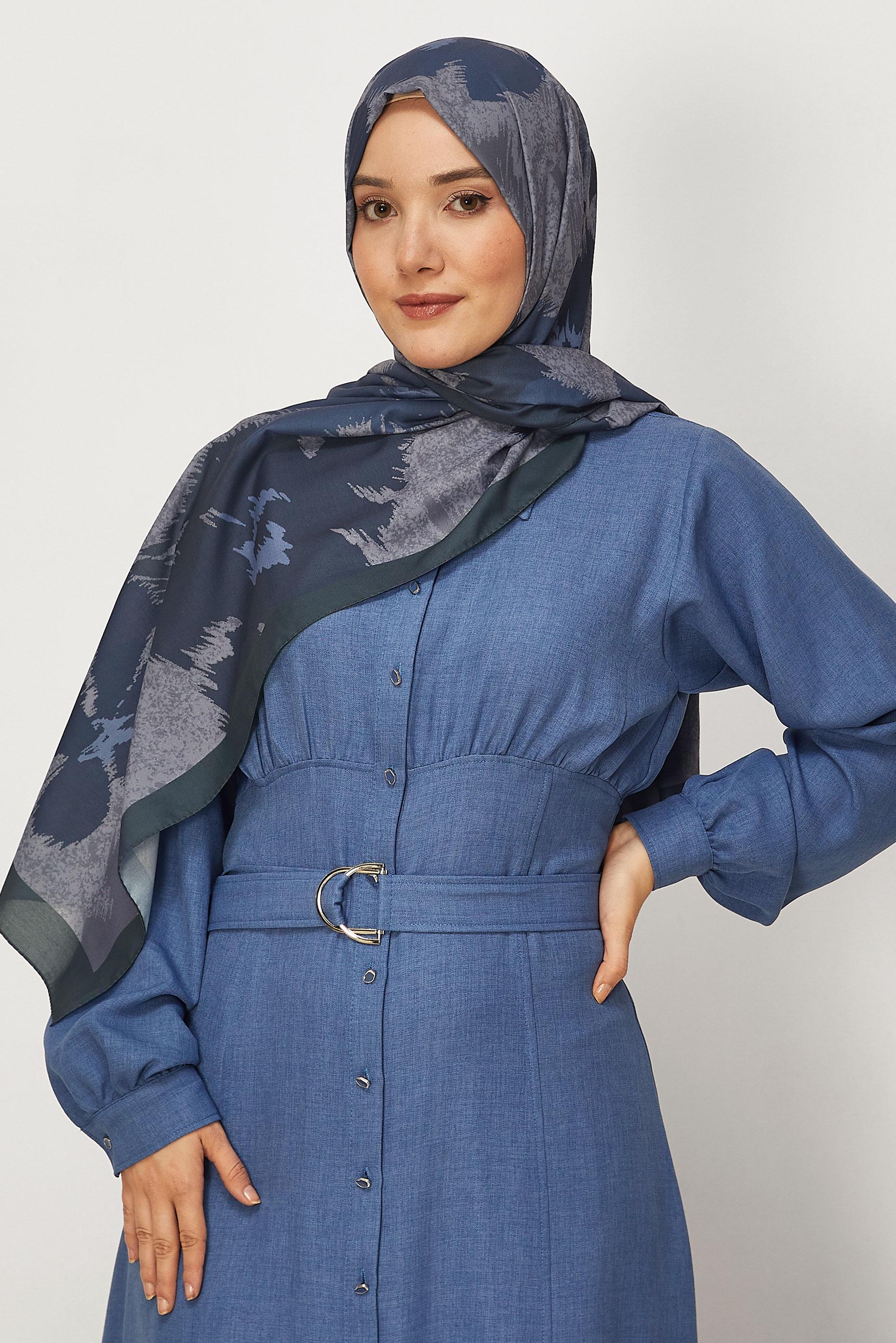 Hijab clothing NAVY BLUE ALVINA FLOWER PATTERNED SHAWL 8632