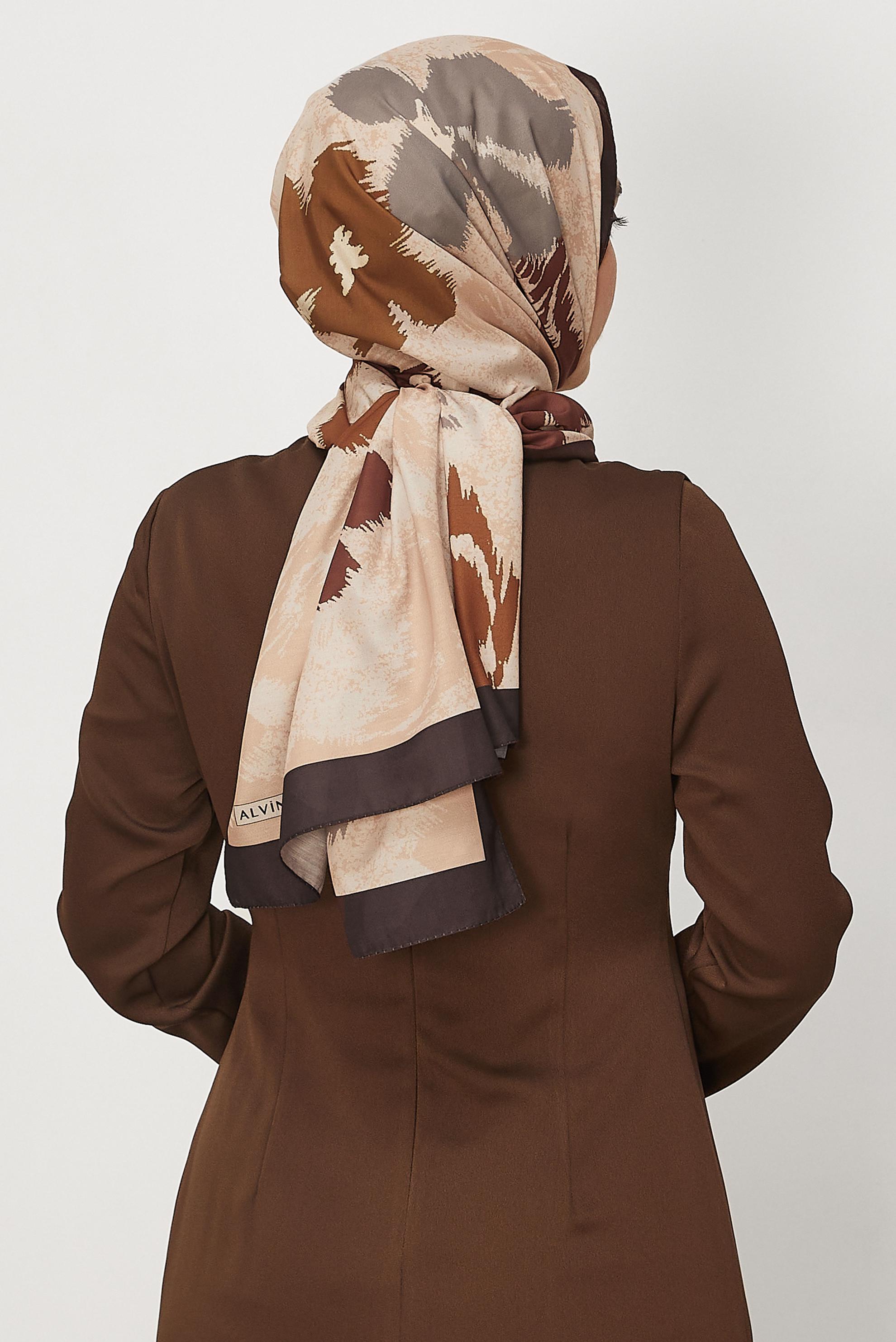 Hijab clothing BROWN ALVINA FLOWER PATTERNED SHAWL 8632