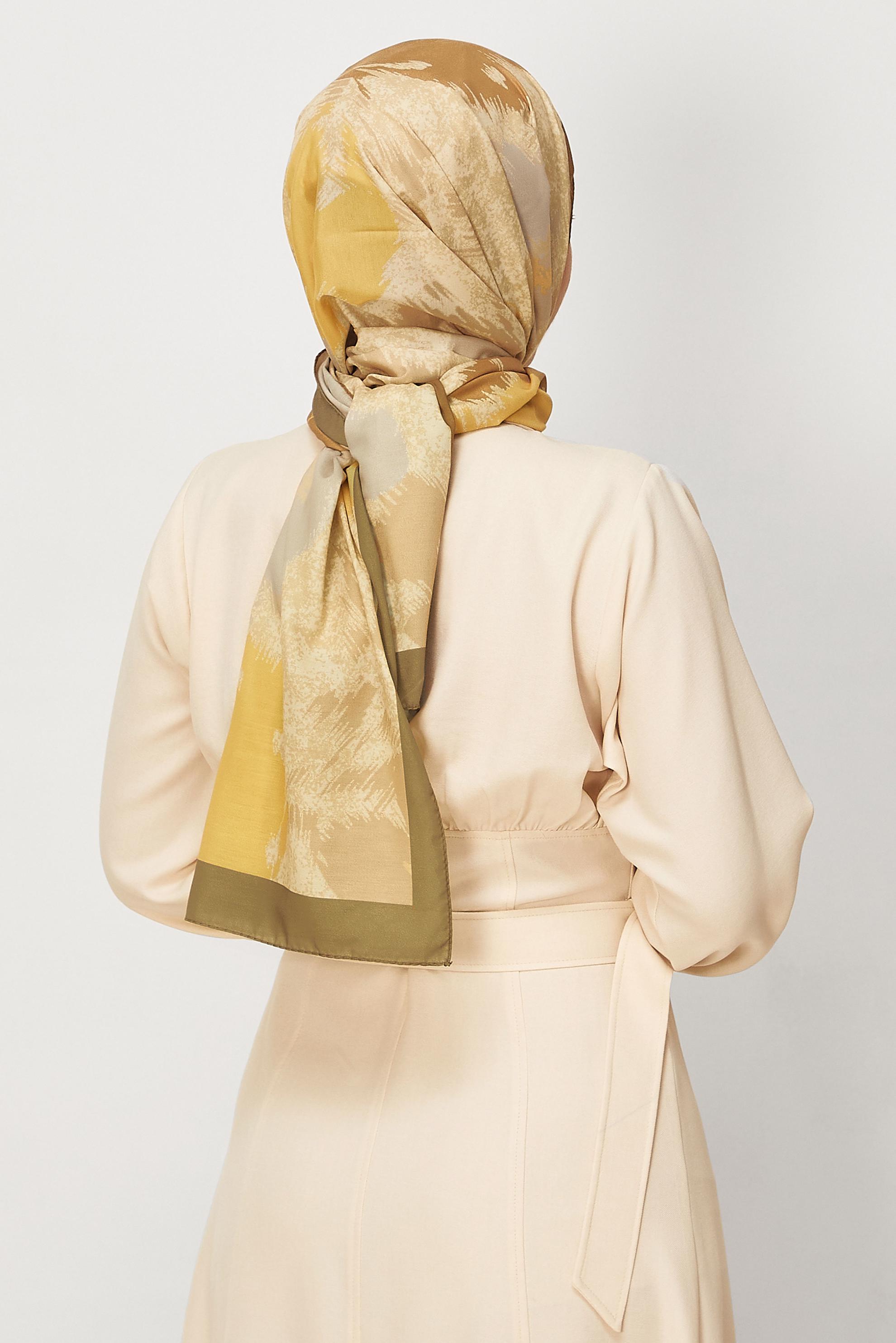 Hijab clothing YELLOW ALVINA FLOWER PATTERNED SHAWL 8632