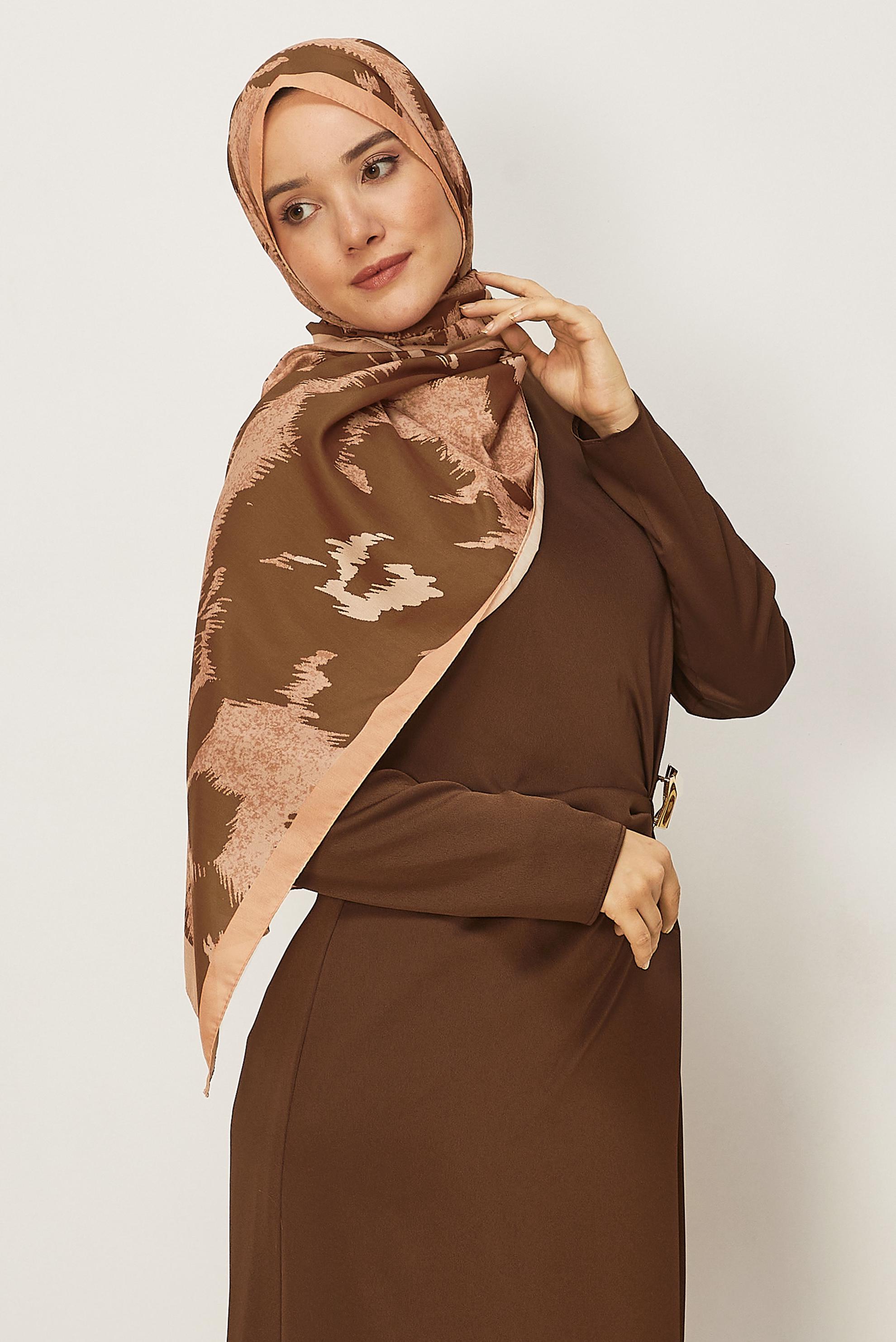 Hijab clothing MINK ALVINA FLOWER PATTERNED SHAWL 8632
