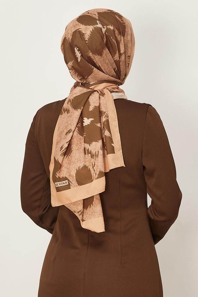 Hijab clothing MINK ALVINA FLOWER PATTERNED SHAWL 8632 - ALVİNA