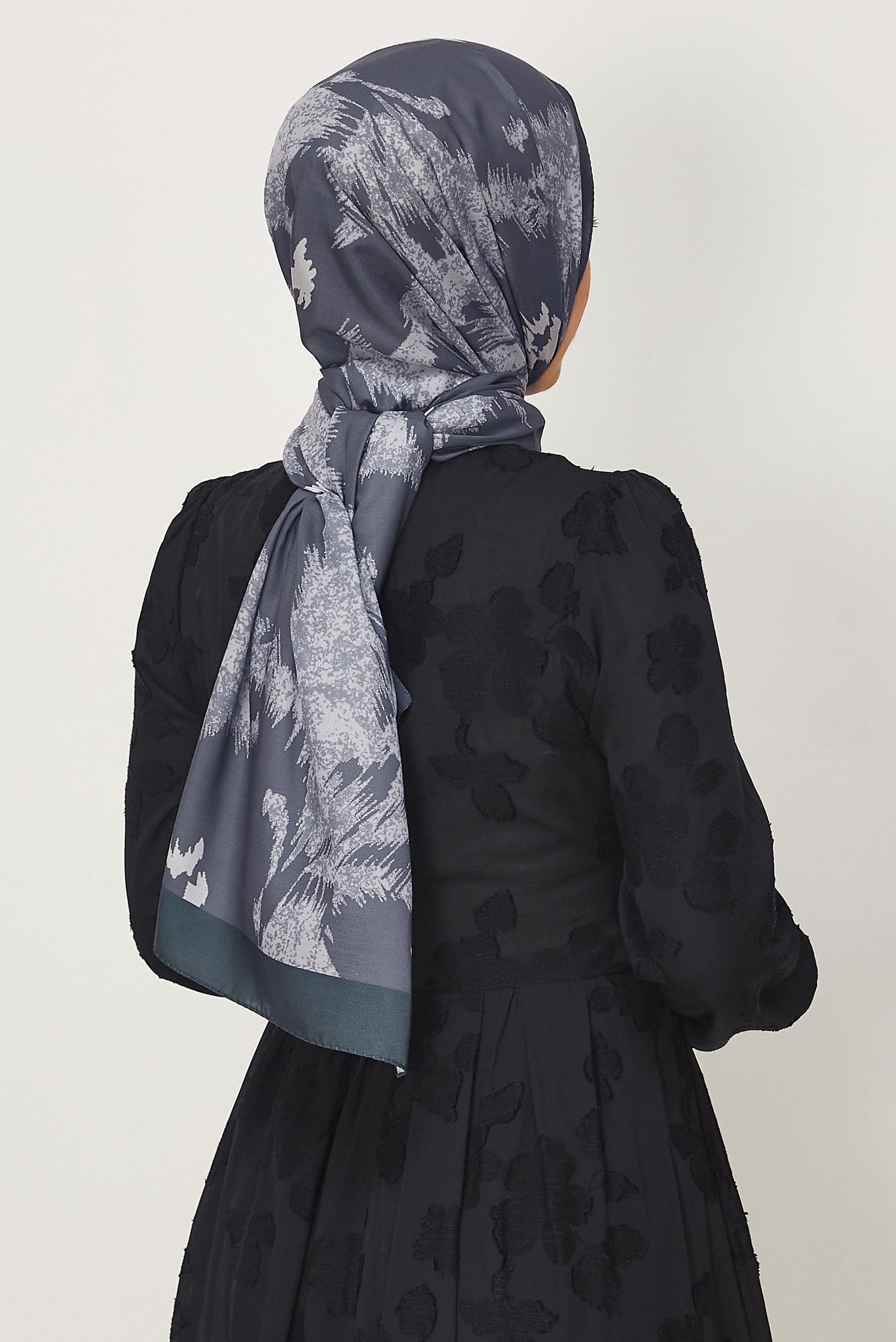 Hijab clothing GREY ALVINA FLOWER PATTERNED SHAWL 8632