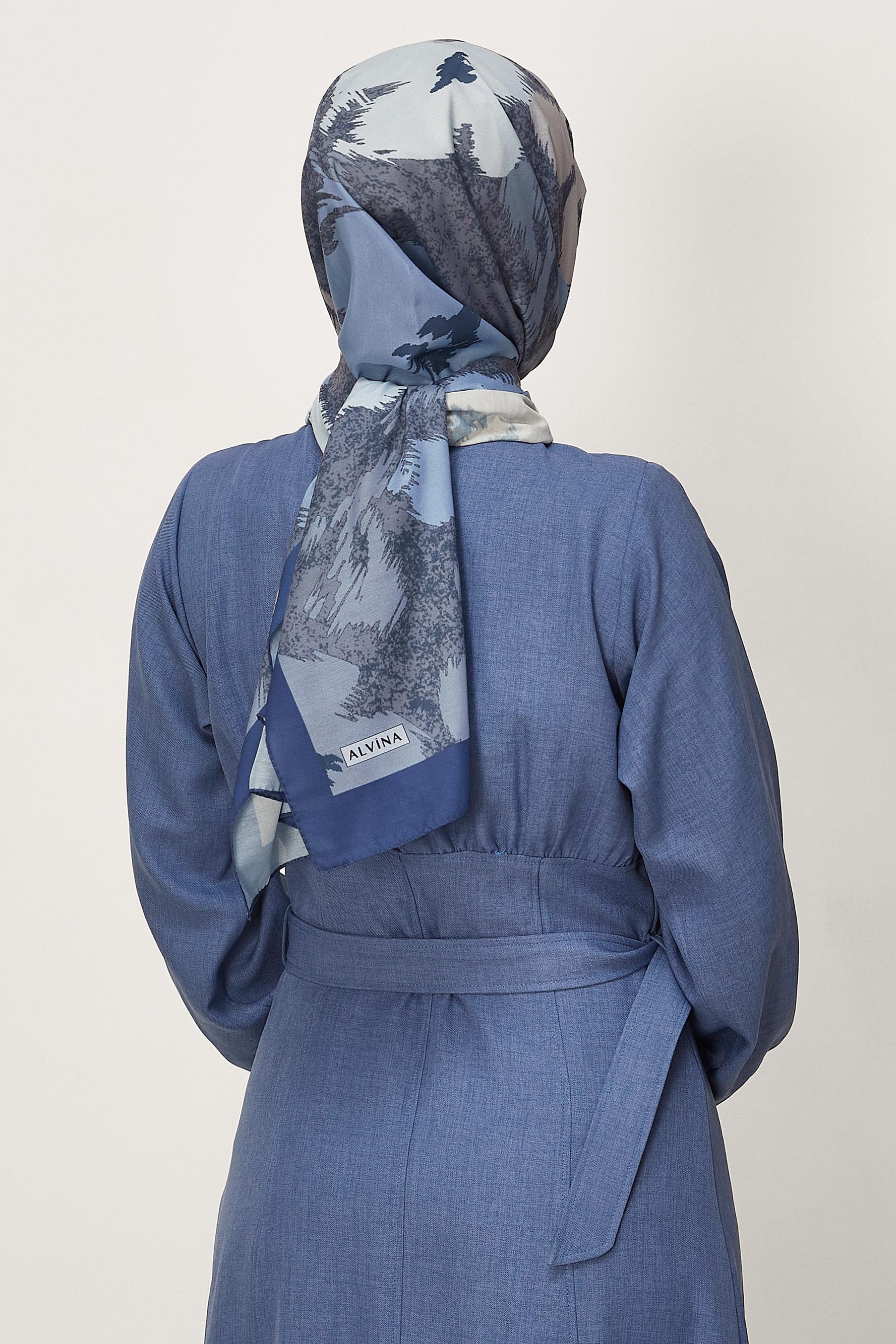 Hijab clothing NAVY BLUE ALVINA FLOWER PATTERNED SHAWL 8632