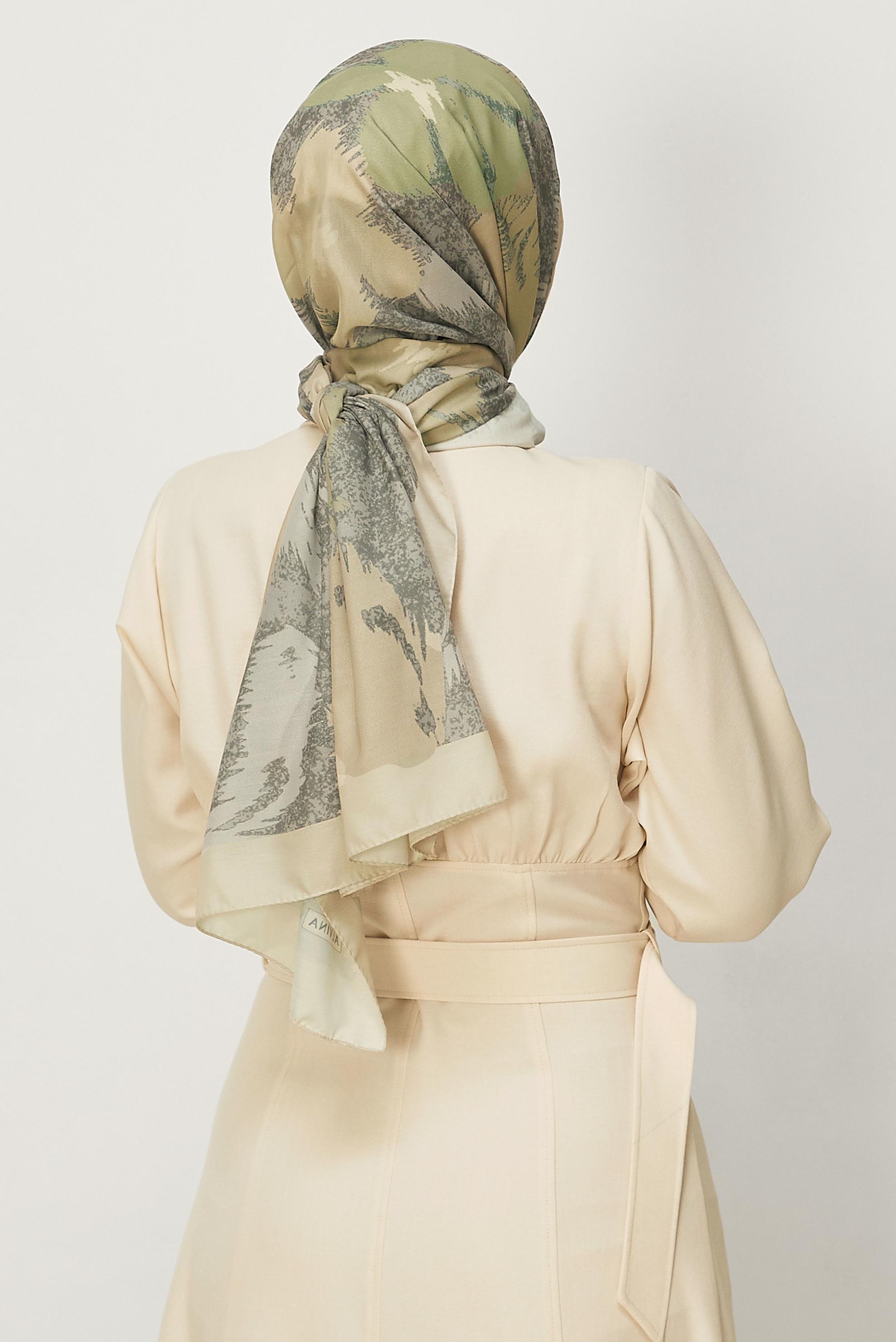Hijab clothing BEIGE ALVINA FLOWER PATTERNED SHAWL 8632