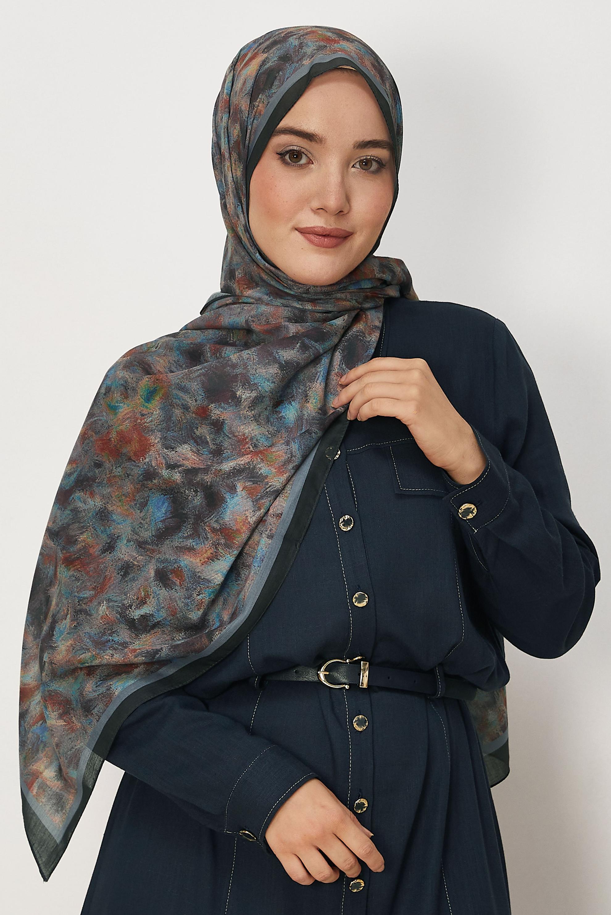 Tesettür giyim GRİ ALVİNA NATUREL ŞAL 8637