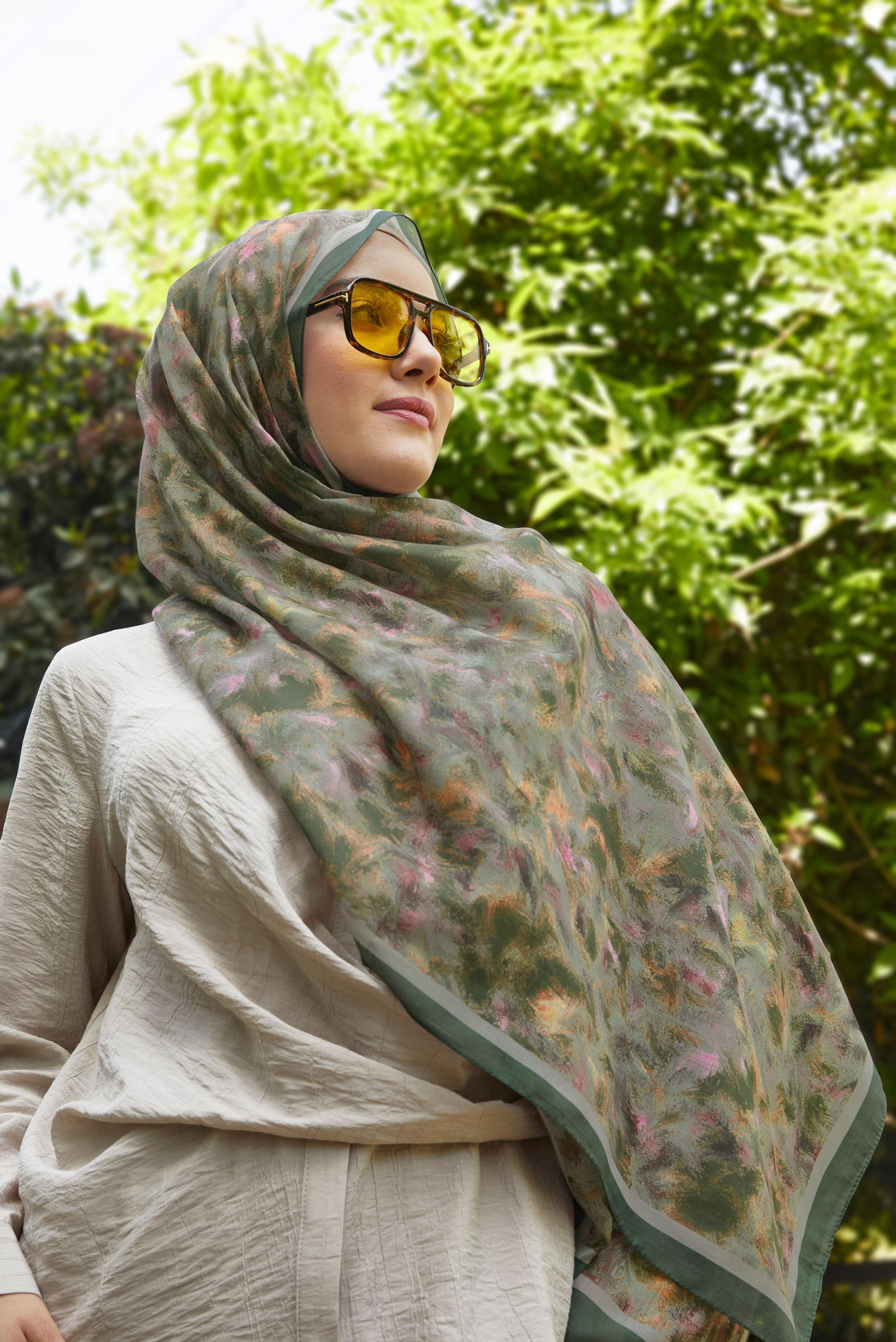 Hijab clothing KHAKI ALVINA NATURAL SHAWL 8637