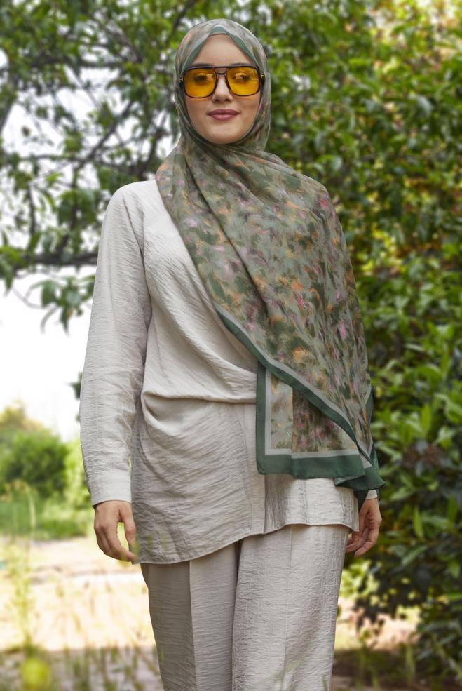 Hijab clothing KHAKI 8637 ALVİNA NATUREL ŞAL(PRM) - ALVİNA