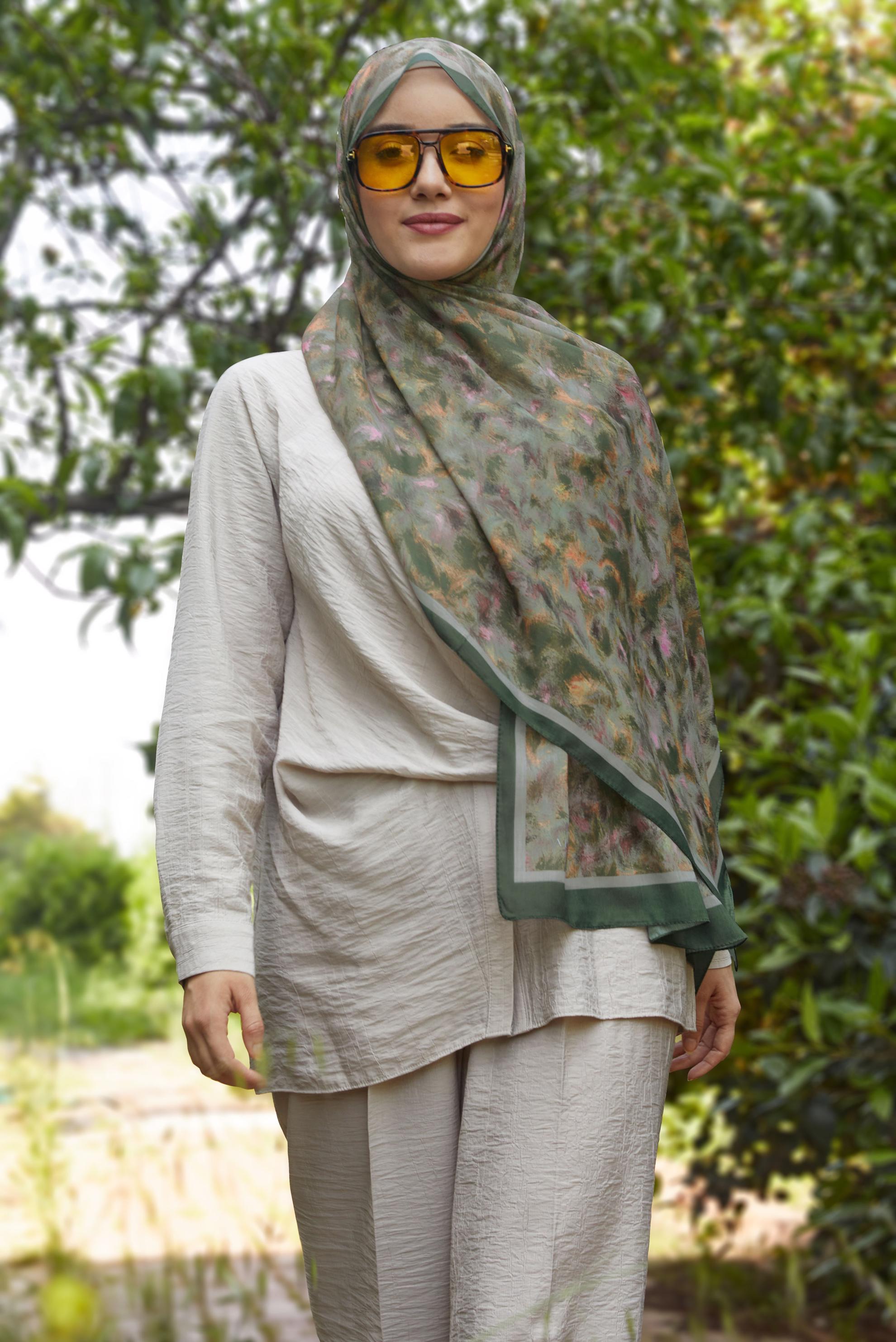 Hijab clothing KHAKI ALVINA NATURAL SHAWL 8637