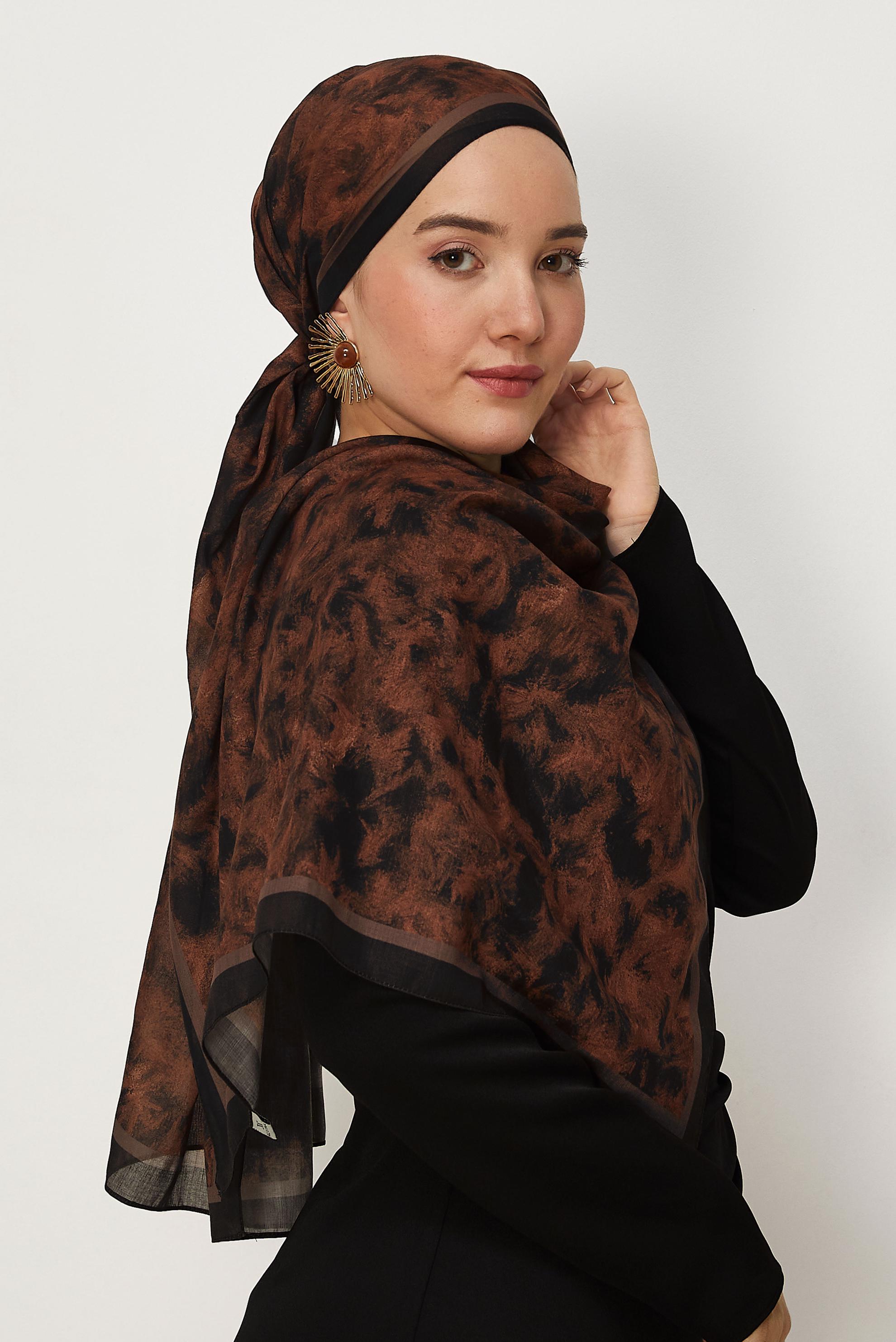Tesettür giyim KAHVE ALVİNA NATUREL ŞAL 8637