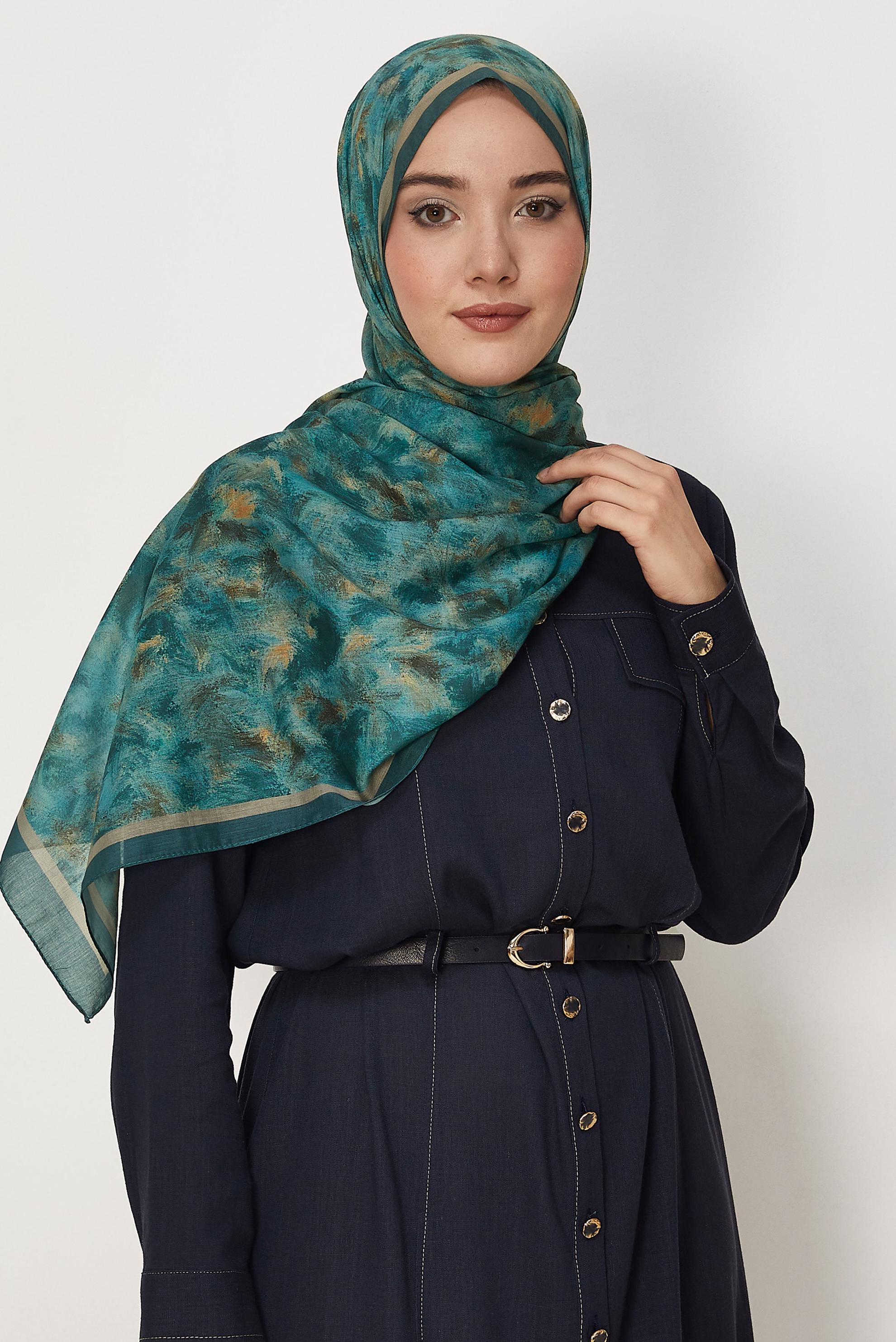 Tesettür giyim MAVİ ALVİNA NATUREL ŞAL 8637