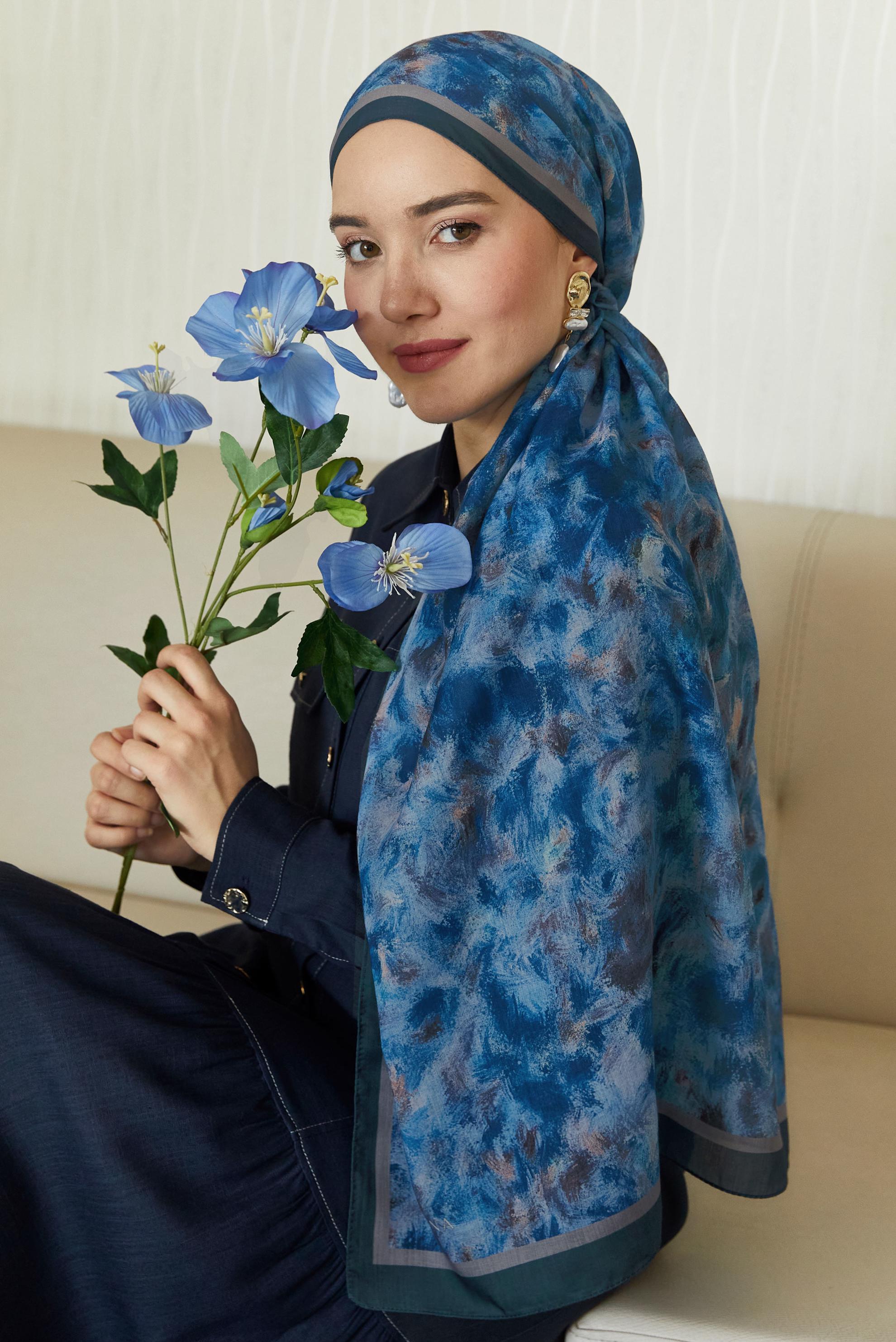 Hijab clothing NAVY BLUE ALVINA NATURAL SHAWL 8637