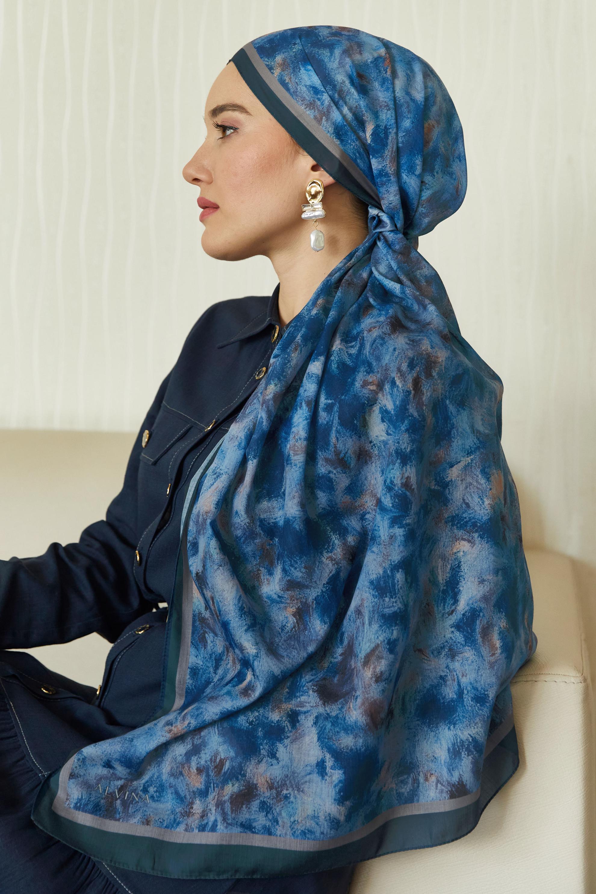 Hijab clothing NAVY BLUE ALVINA NATURAL SHAWL 8637