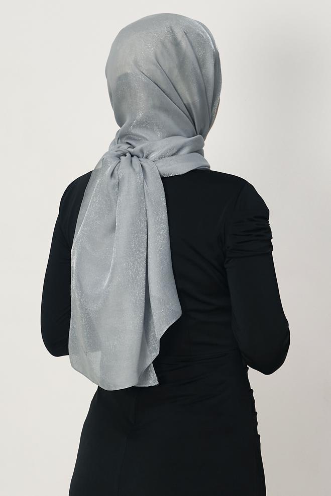 Vêtements hijab ARGENT CHÂLE ALVINA AMBRE 8644 - ALVİNA