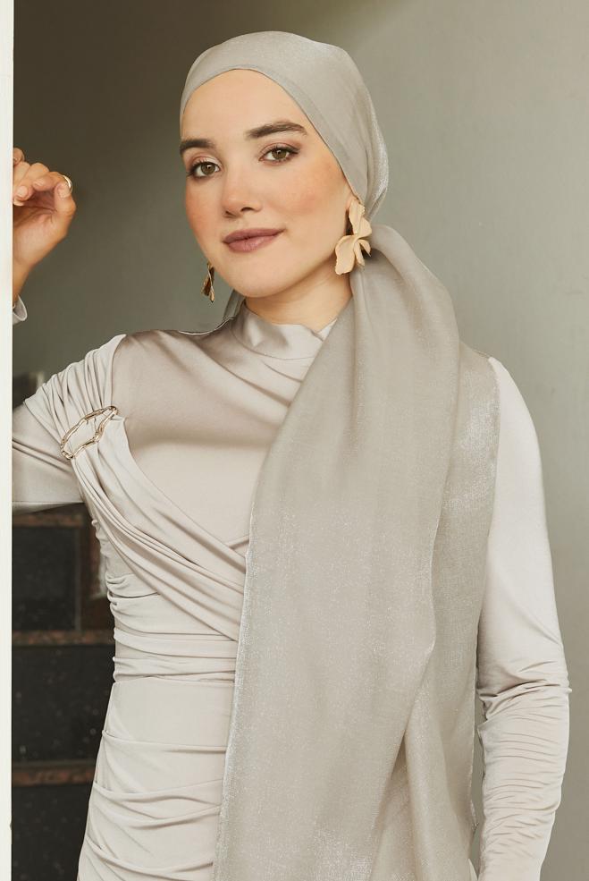 Vêtements hijab BEIGE CHÂLE ALVINA AMBRE 8644 - ALVİNA