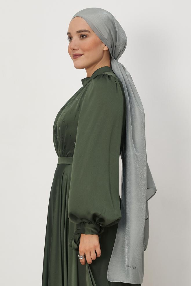 Vêtements hijab ARGENT CHÂLE ALVINA AMBRE 8644 - ALVİNA