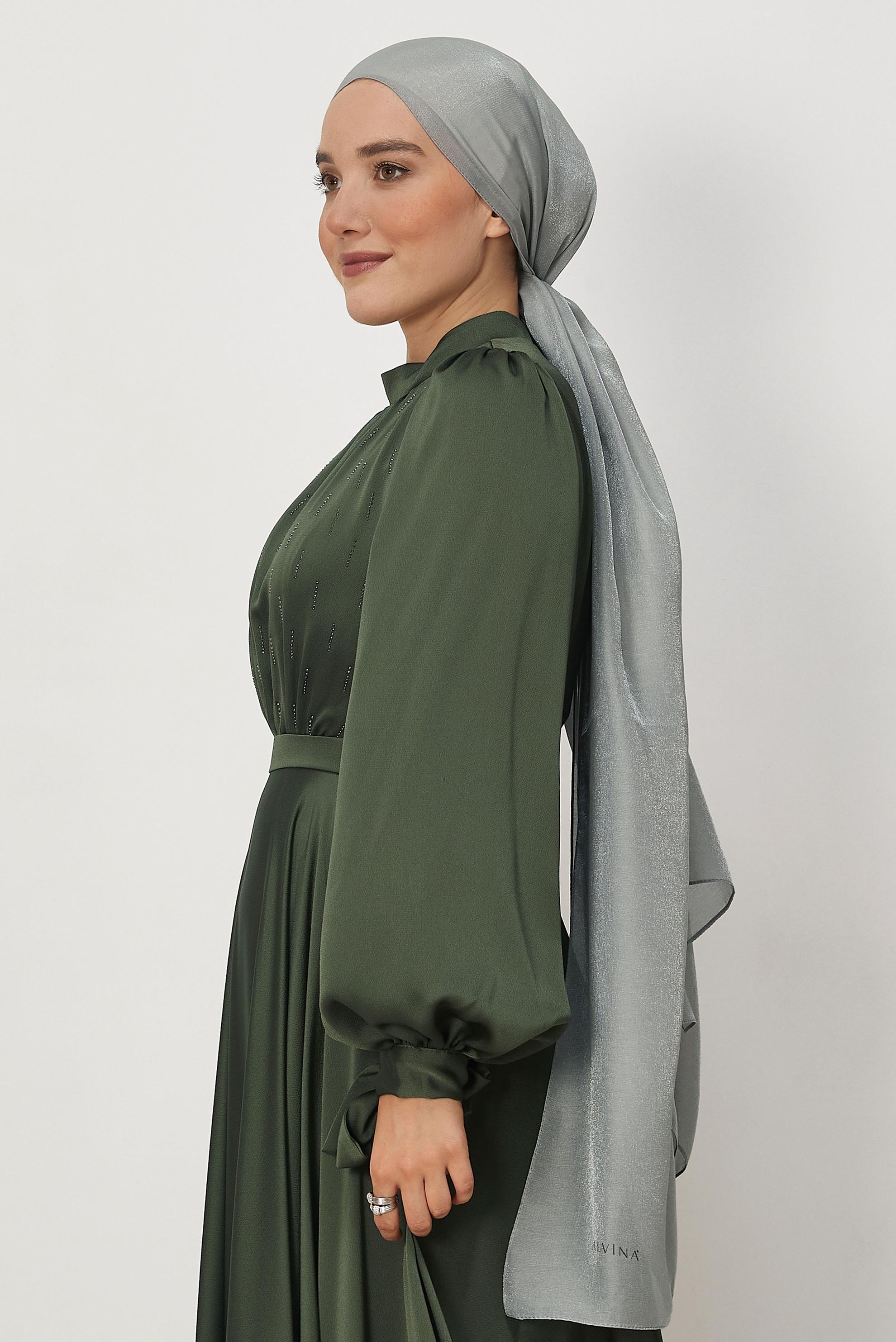 Vêtements hijab ARGENT CHÂLE ALVINA AMBRE 8644