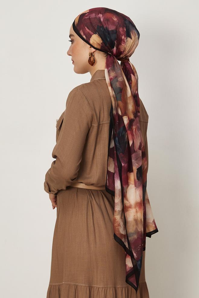 Vêtements hijab BEIGE CHÂLE FRAIS À MOTIFS FLORAUX ALVINA 8646 - ALVİNA
