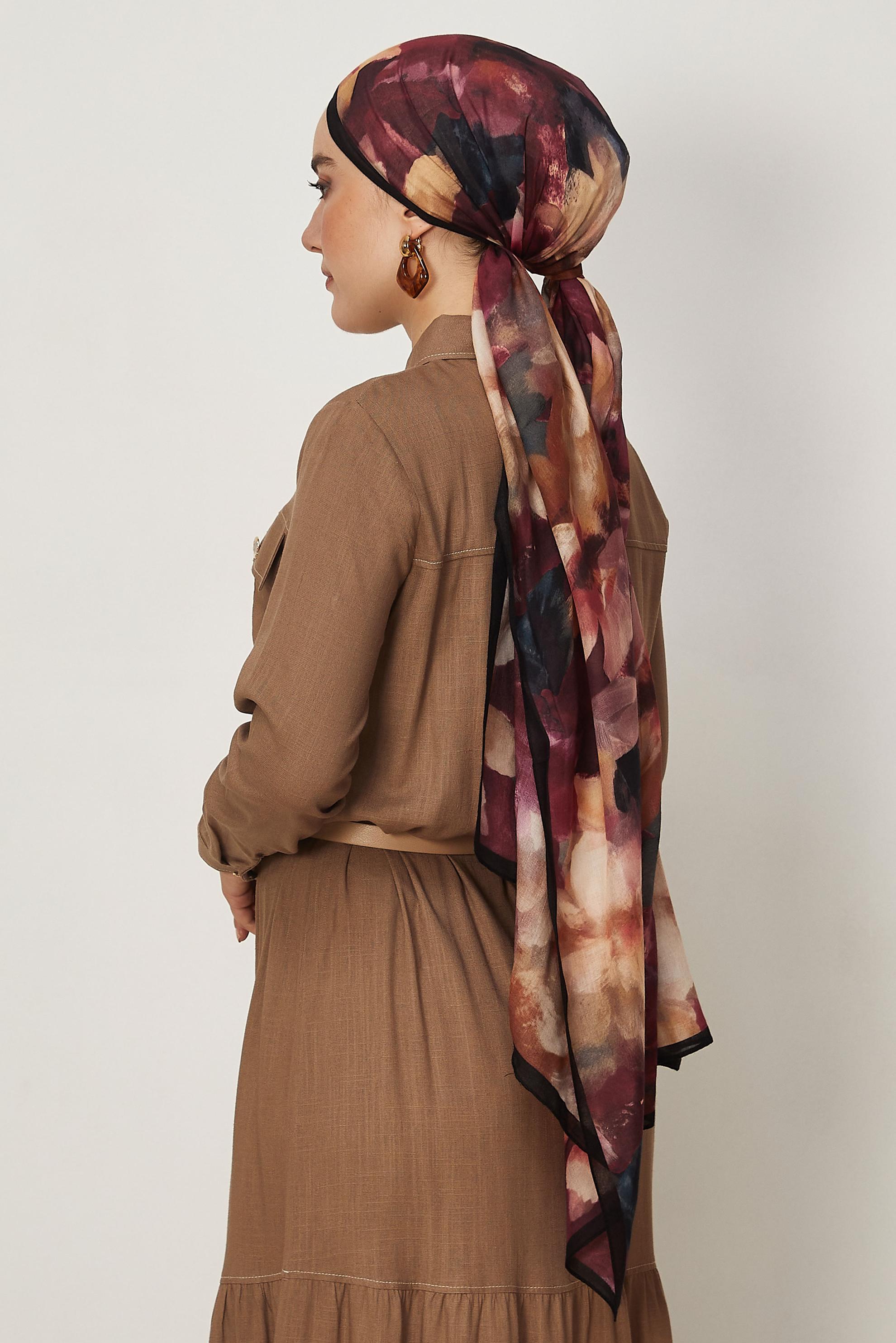 Vêtements hijab BEIGE CHÂLE FRAIS À MOTIFS FLORAUX ALVINA 8646