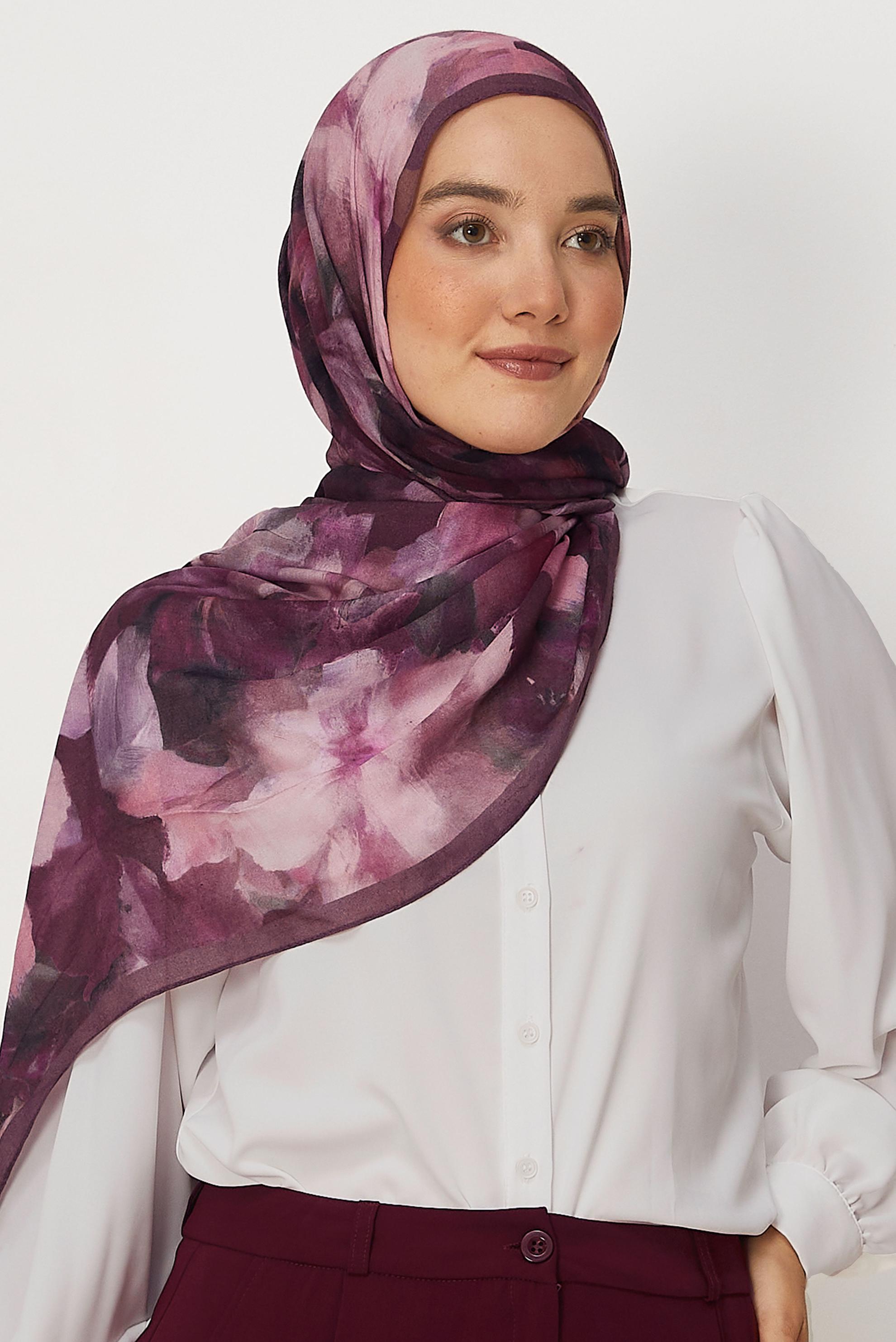 Vêtements hijab ROSE CHÂLE FRAIS À MOTIFS FLORAUX ALVINA 8646