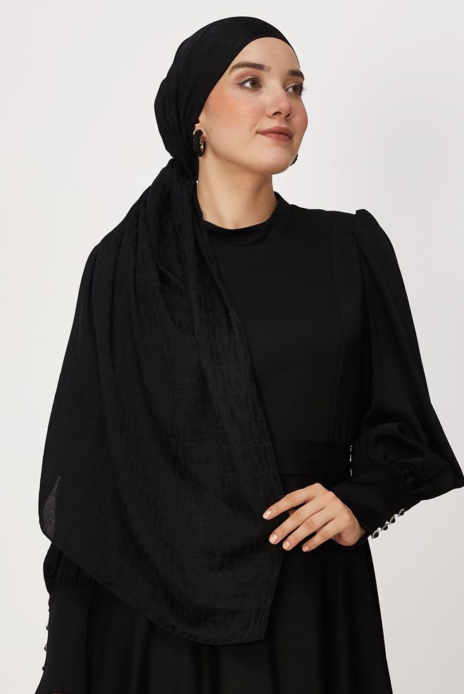 Tesettür giyim SİYAH ALVİNA JAKAR ŞAL 8647 - ALVİNA