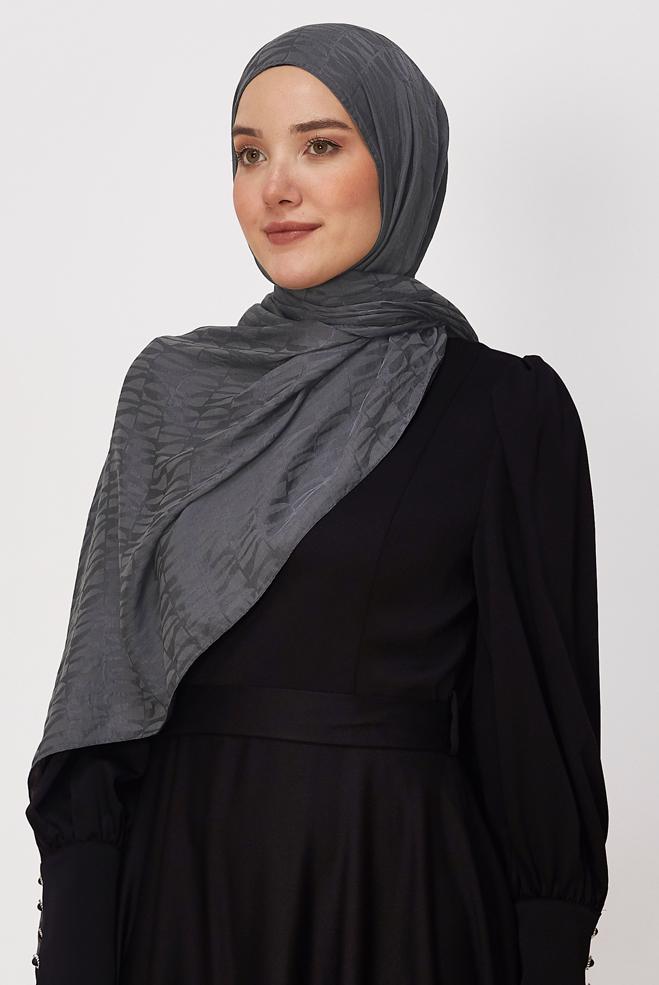 Tesettür giyim GRİ ALVİNA JAKAR ŞAL 8647 - ALVİNA