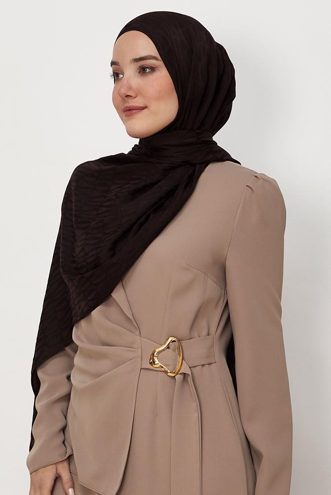Vêtements hijab BRUN CHÂLE JACQUARD ALVINA 8647 - ALVİNA
