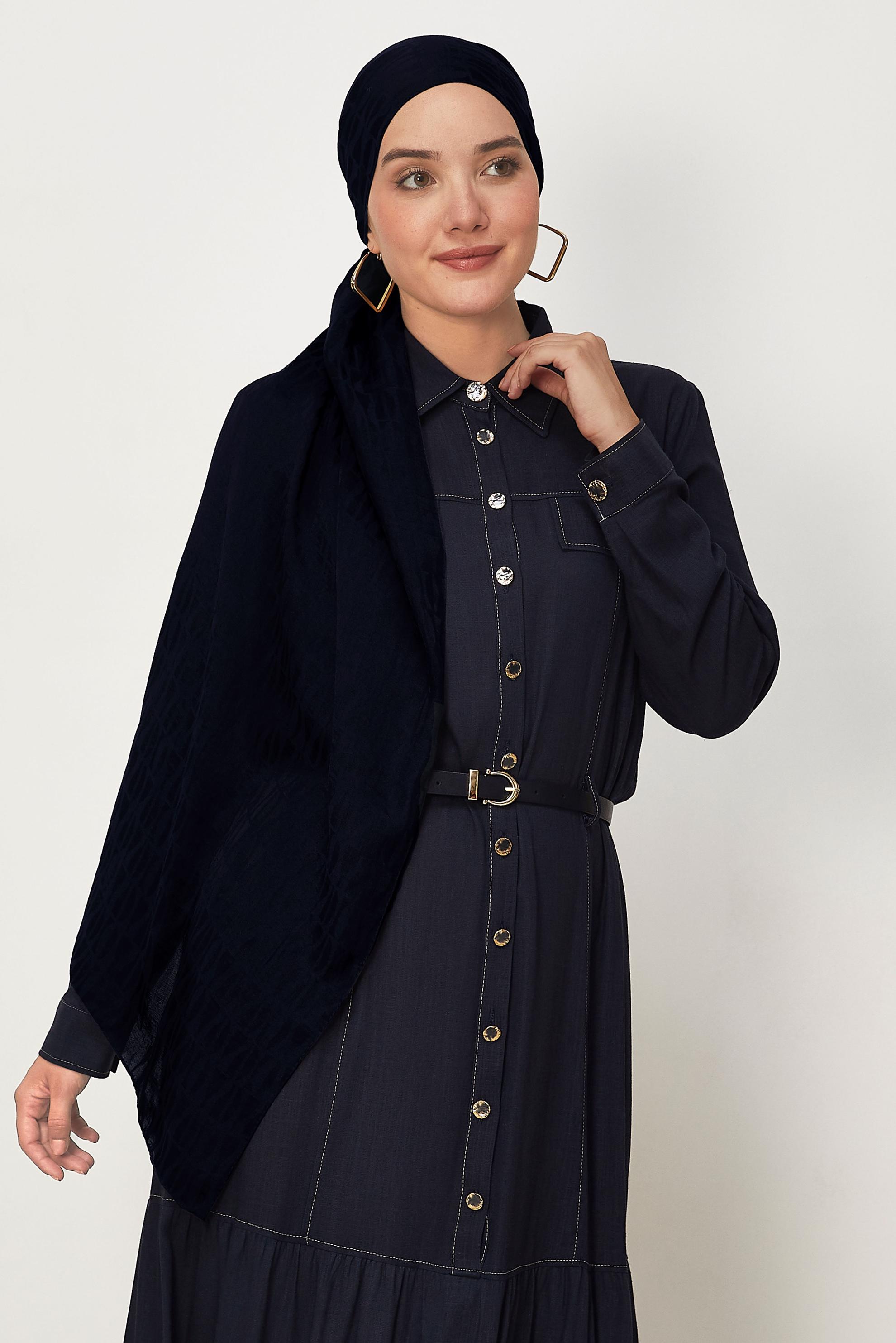 Vêtements hijab BLEU MARINE CHÂLE JACQUARD ALVINA 8647